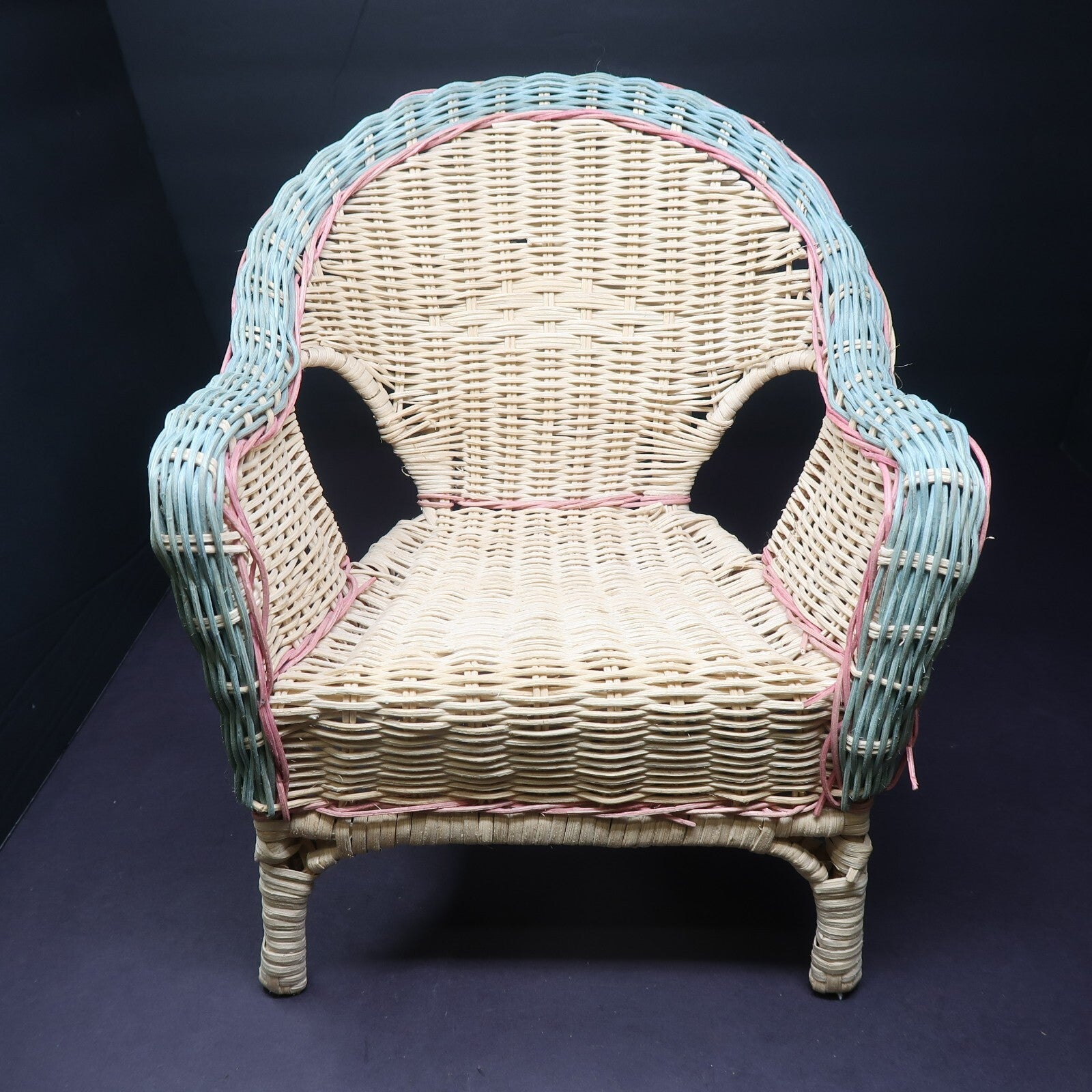 Wicker Doll Chair Green / Pink / Natural 3 Colors H 12" x D 9" x W 10"