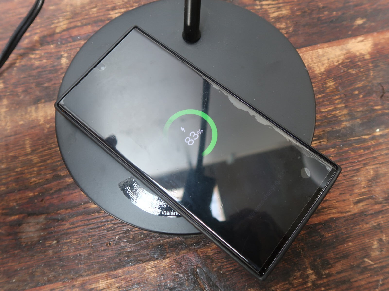 Black Task Lamp with Wireless and USB Charging Station