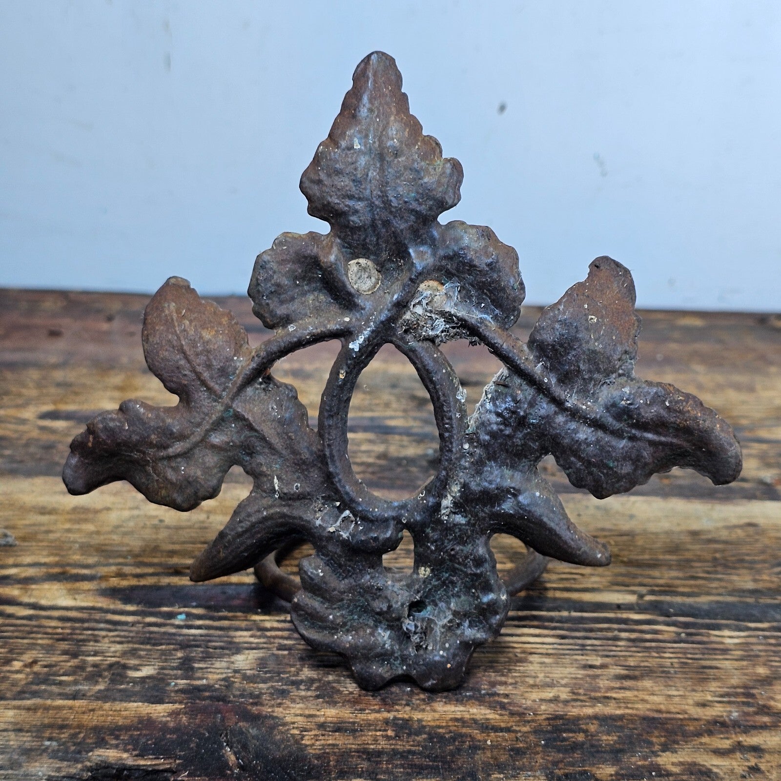 Victorian Style Cast Iron Wall Planter Candle Holder Ivy Design 6.5"H