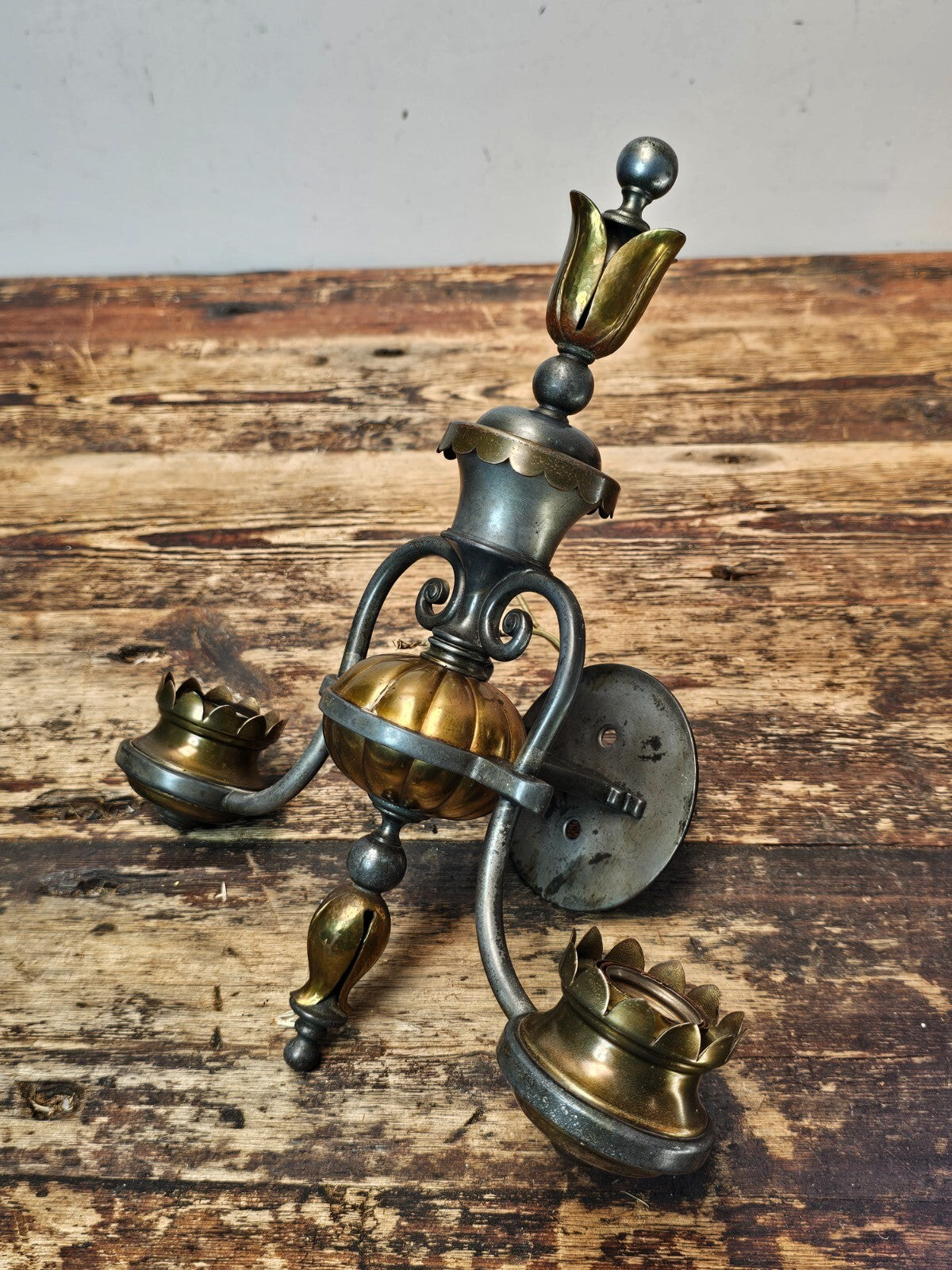 Antique Victorian Style Double-Arm Wall Sconce (Pair)