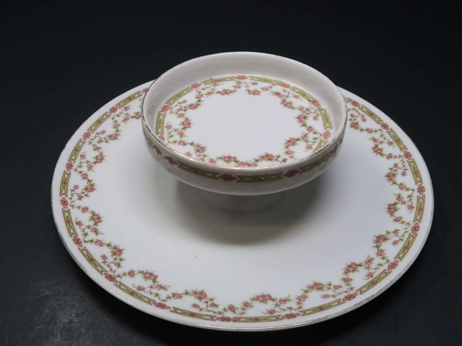 Antique Victoria Austria Porcelain 2 Tier Cake Pastry Plate