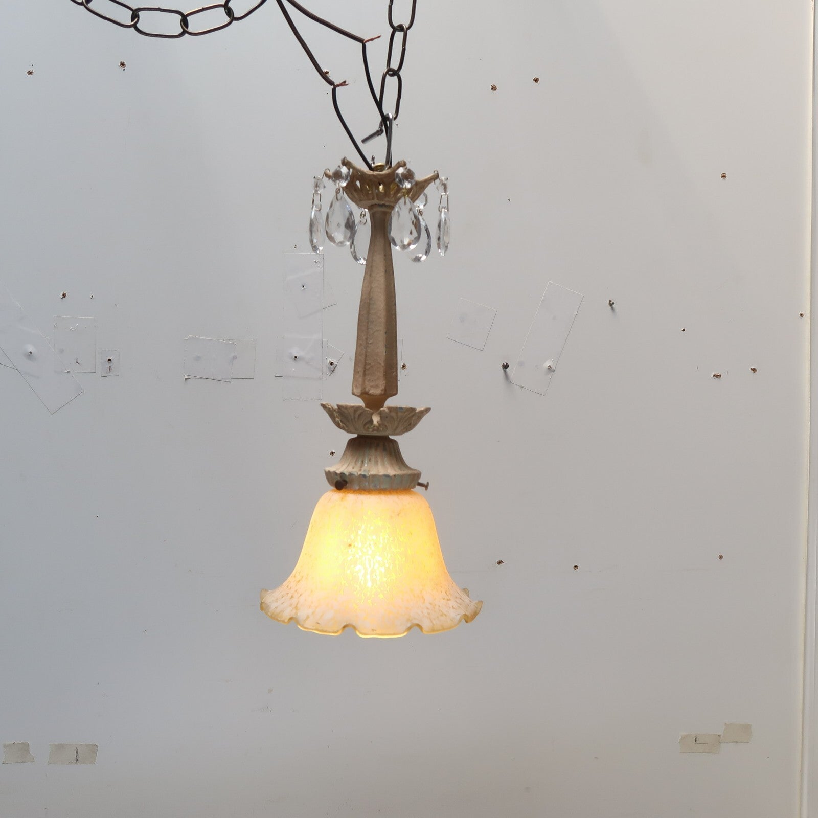 Vintage Pendant Light Fixture Shabby Chic White