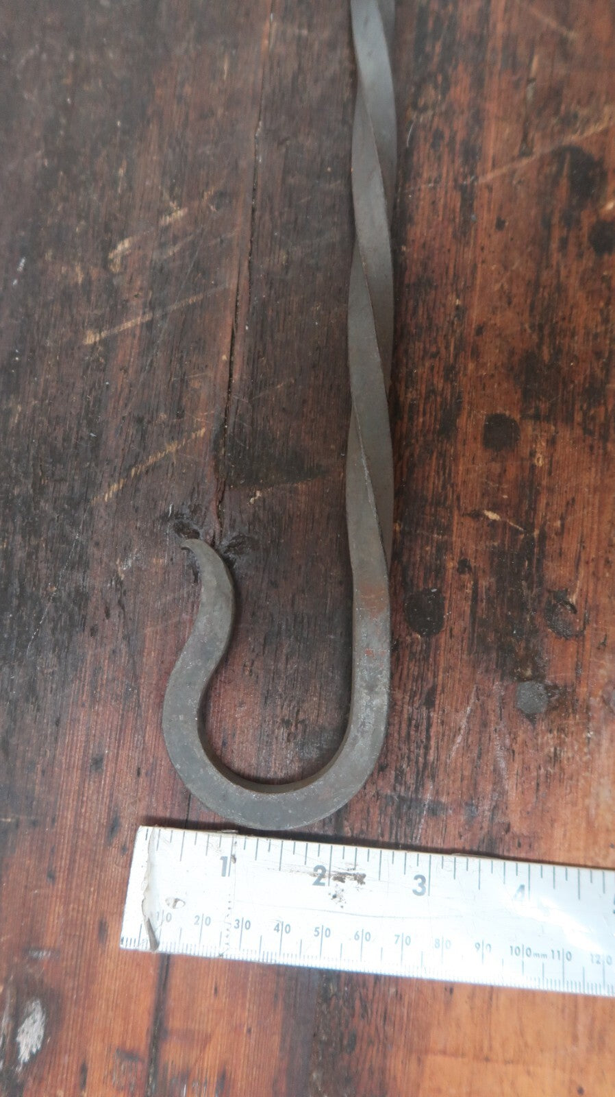 Hand Forged 13.85" Iron S Hook Blacksmith Vintage