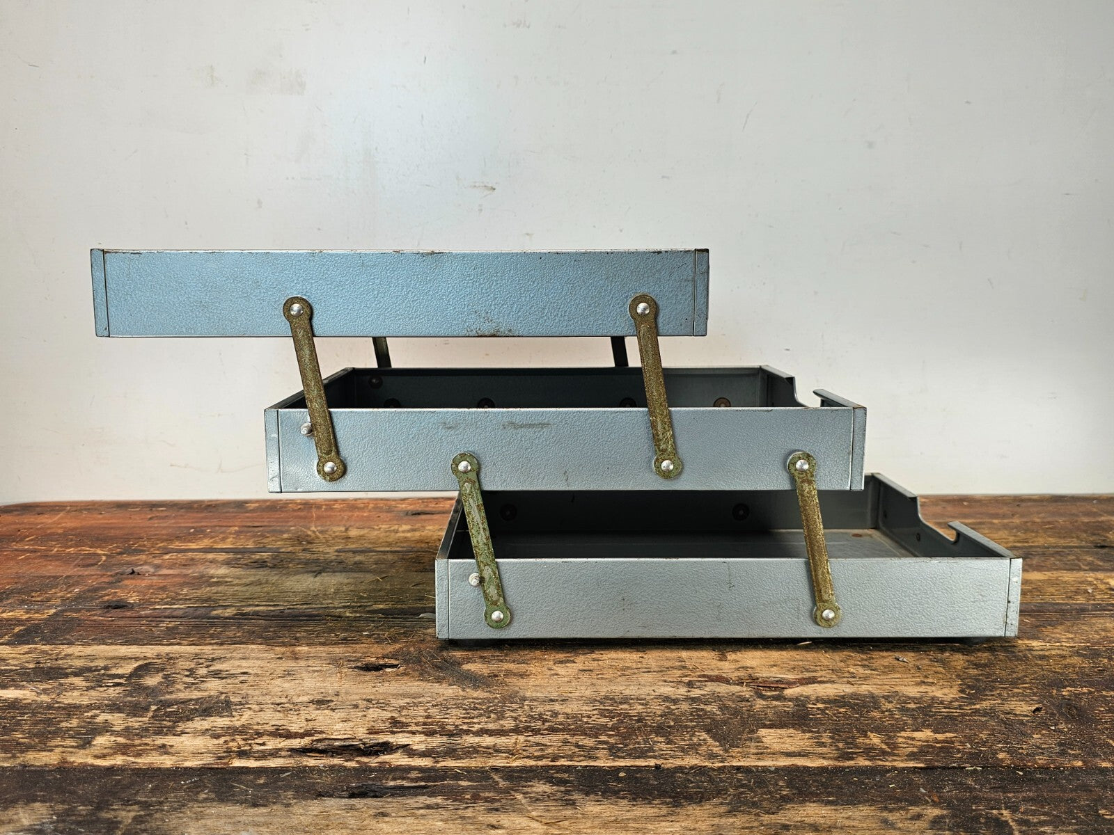 Vintage CARL 3-Tier Steel Letter Tray Made In Japan