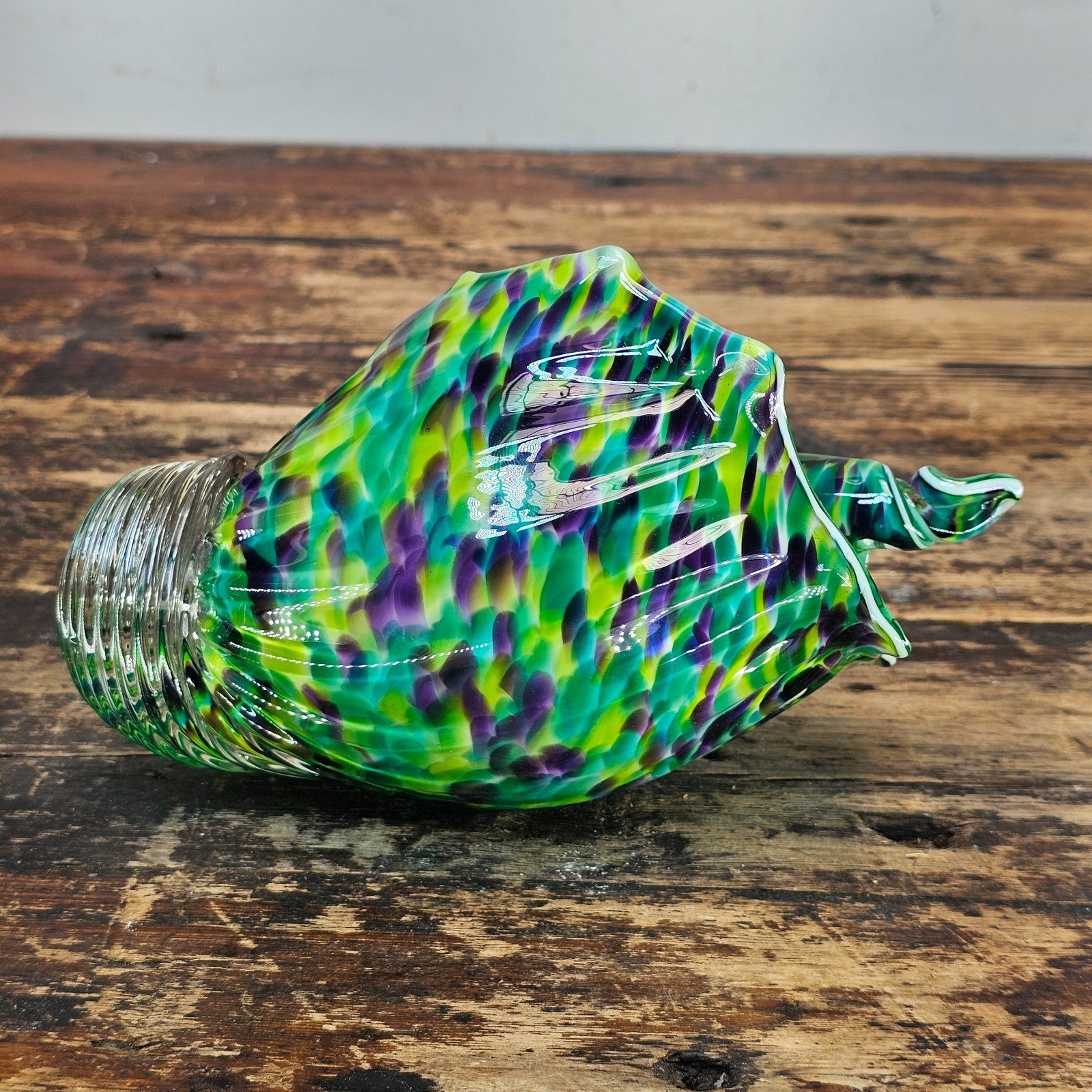 David Smith Blowing Sands Studio Art Glass Conch Shell Sculpture