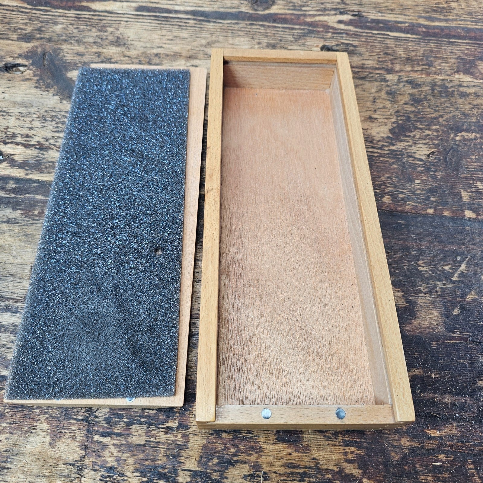 Vintage Wooden Sliding Box / Pencil Case with Magnetic Closure