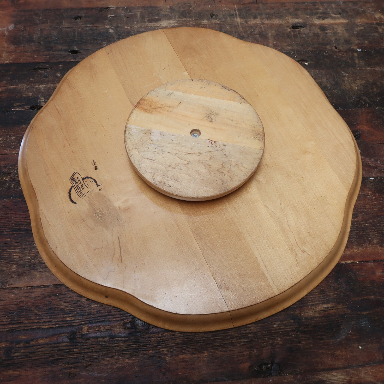 Vintage Large Stanwood Trays Lazy Susan Wooden Turntable 22" x 22" x 2.75"