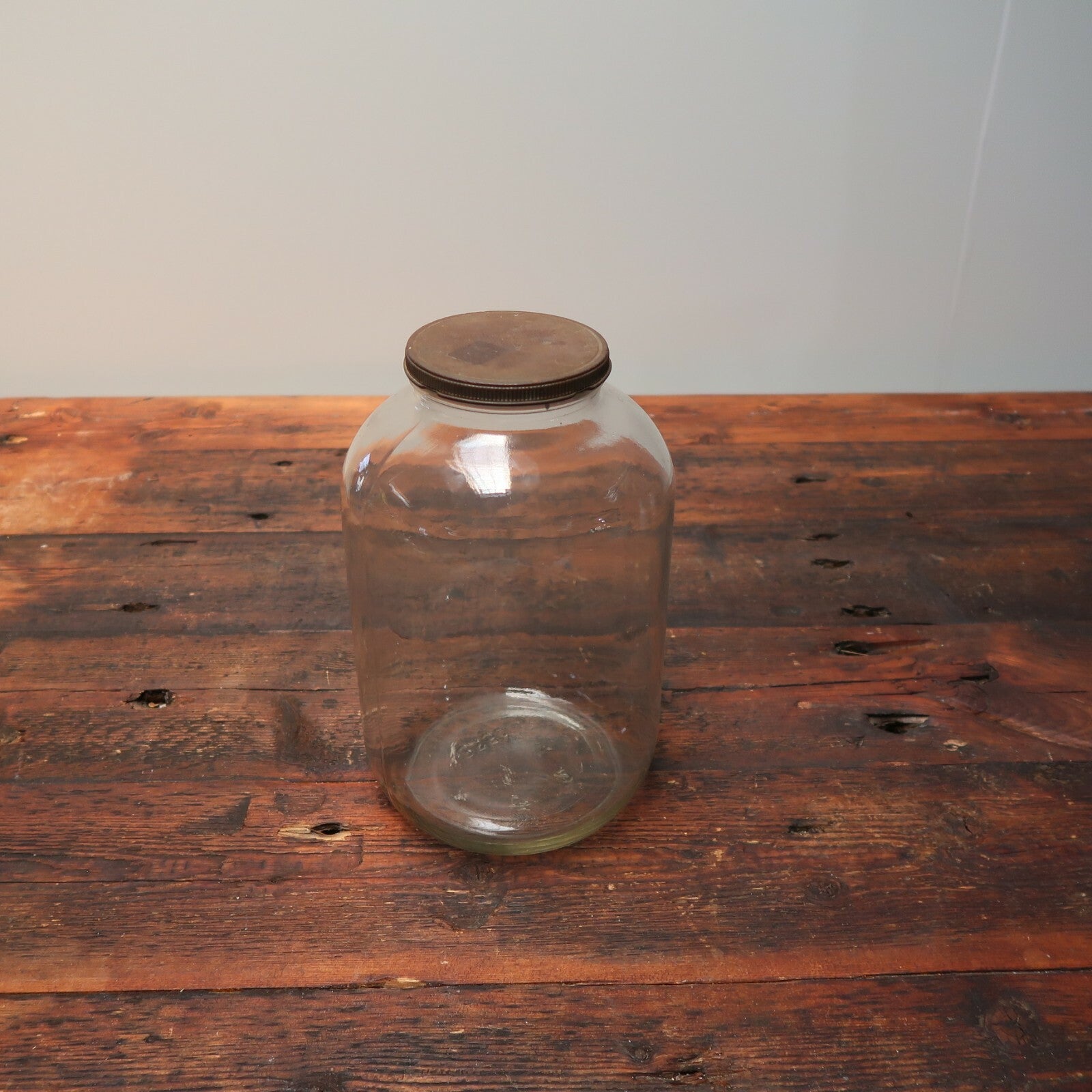 Vintage Jar With Rustic Lid H 10" x W 6"