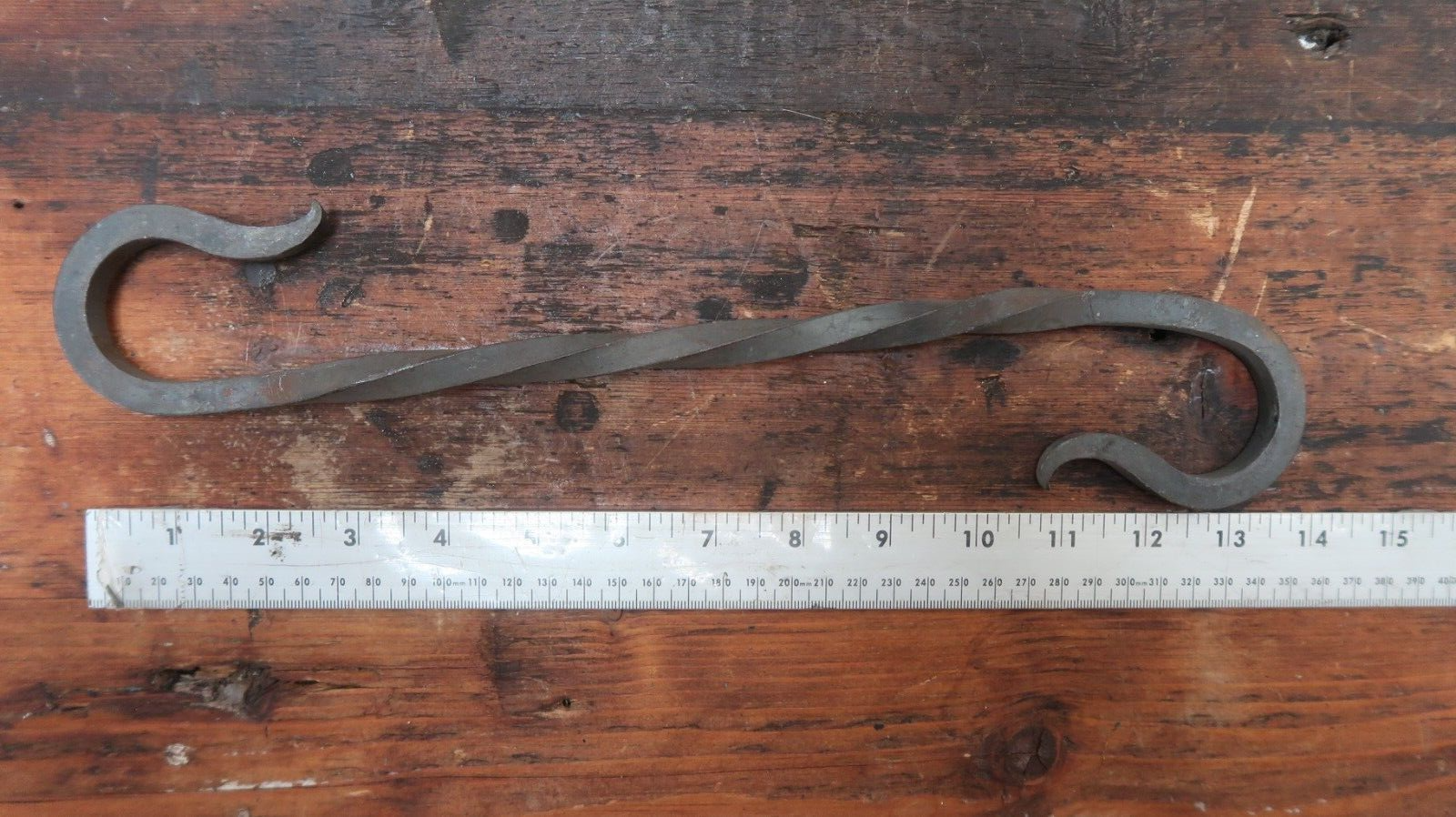 Hand Forged 13.85" Iron S Hook Blacksmith Vintage