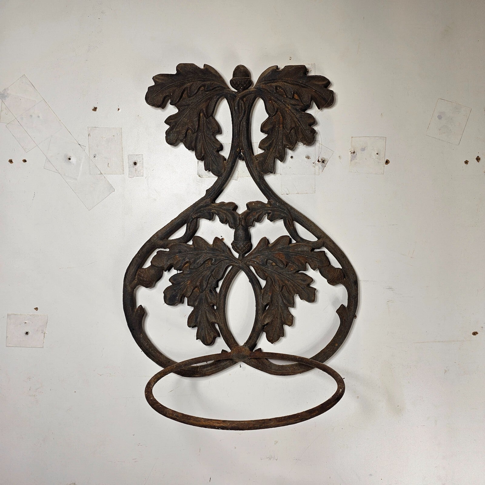 Victorian Style Cast Iron Wall Planter Oak Branch and Acorn Design