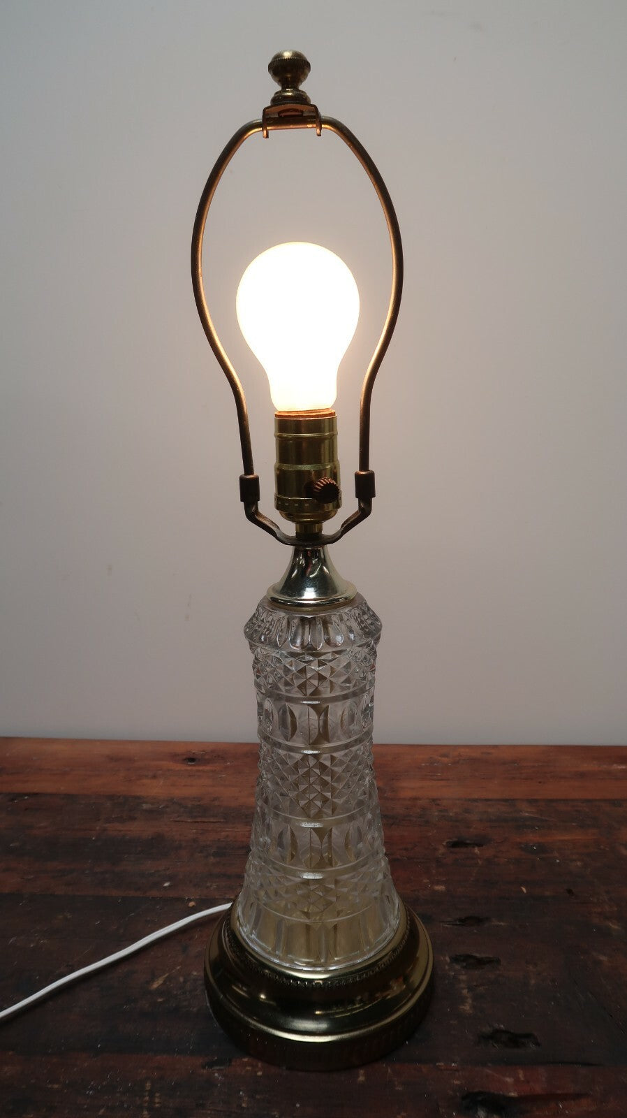 Vintage Cut Crystal Glass Table Lamp 5.5" x 5.5" x H20"