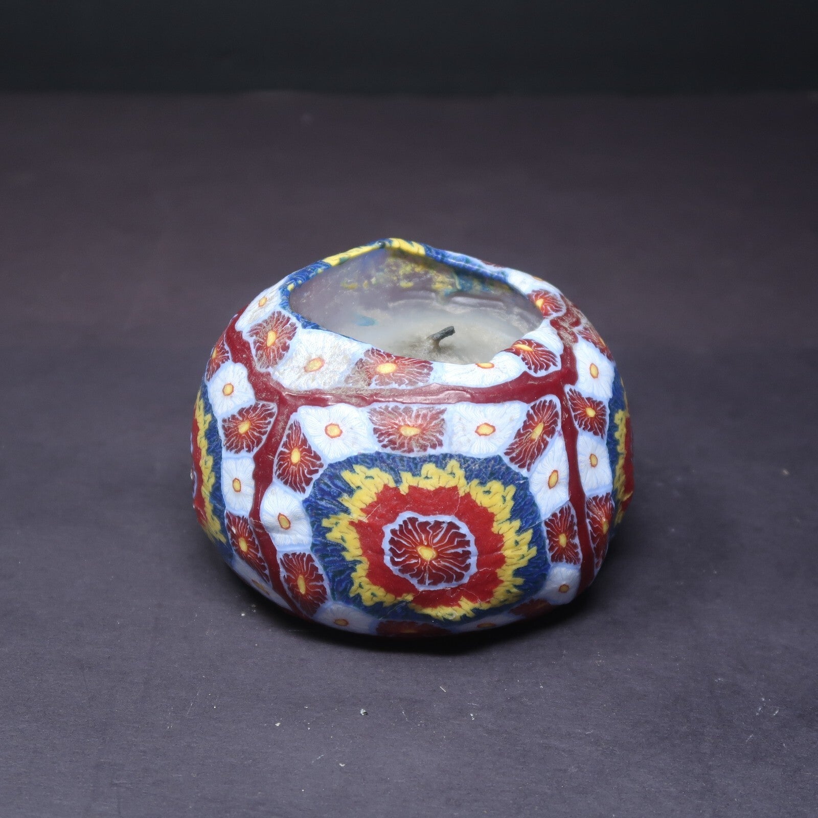 Colorful Millefiori Candle Over 1 lb. (Used)