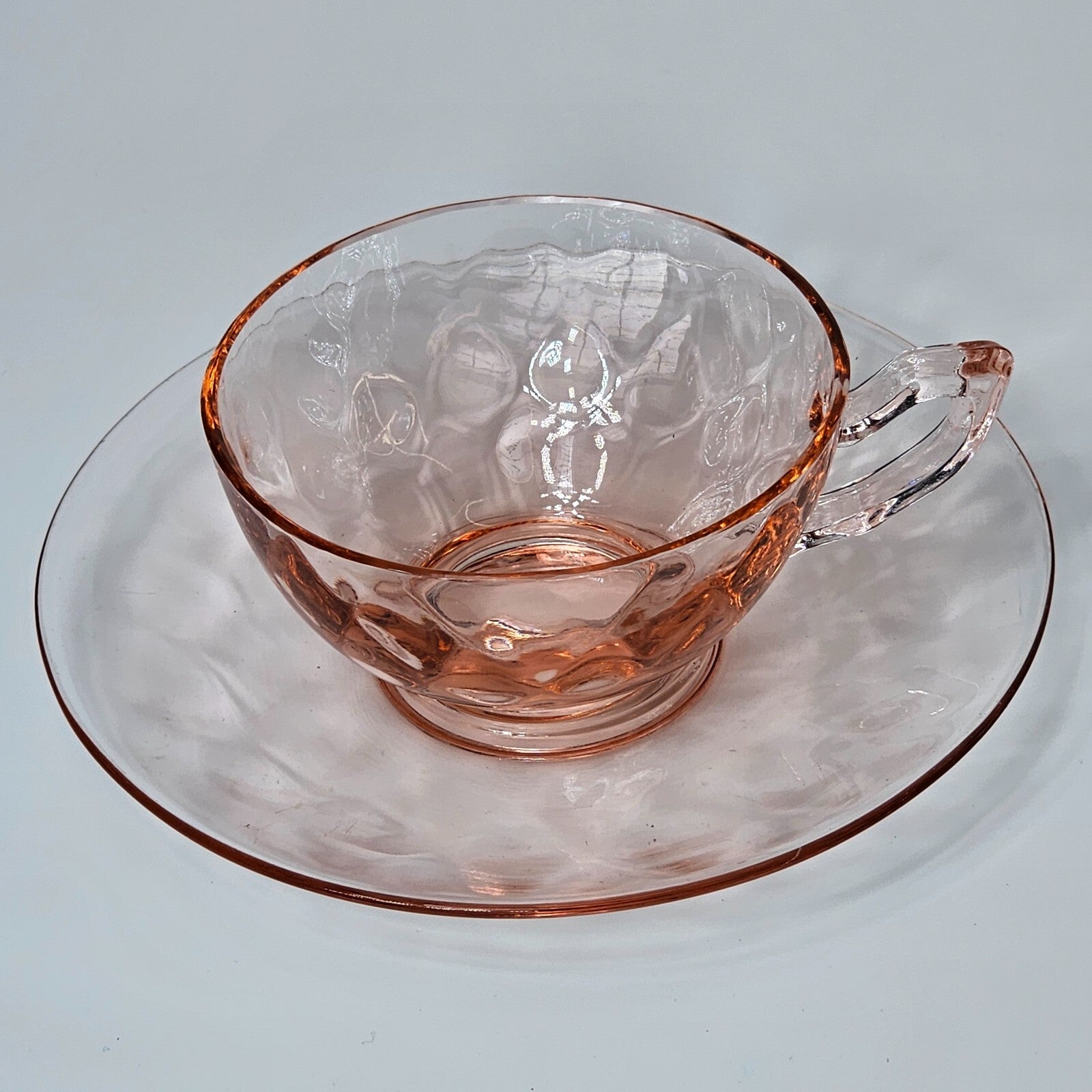 Heisey Yeoman Flamingo Pink Cup & Saucer Set (B)