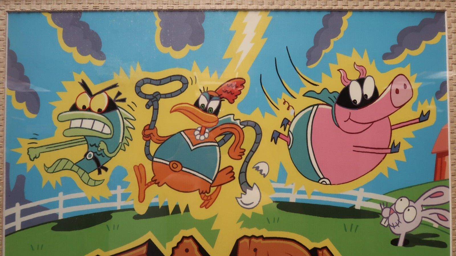 Farm Force 2005 Nickelodeon TV Animation Poster In Large Wood Frame 38" x 48"