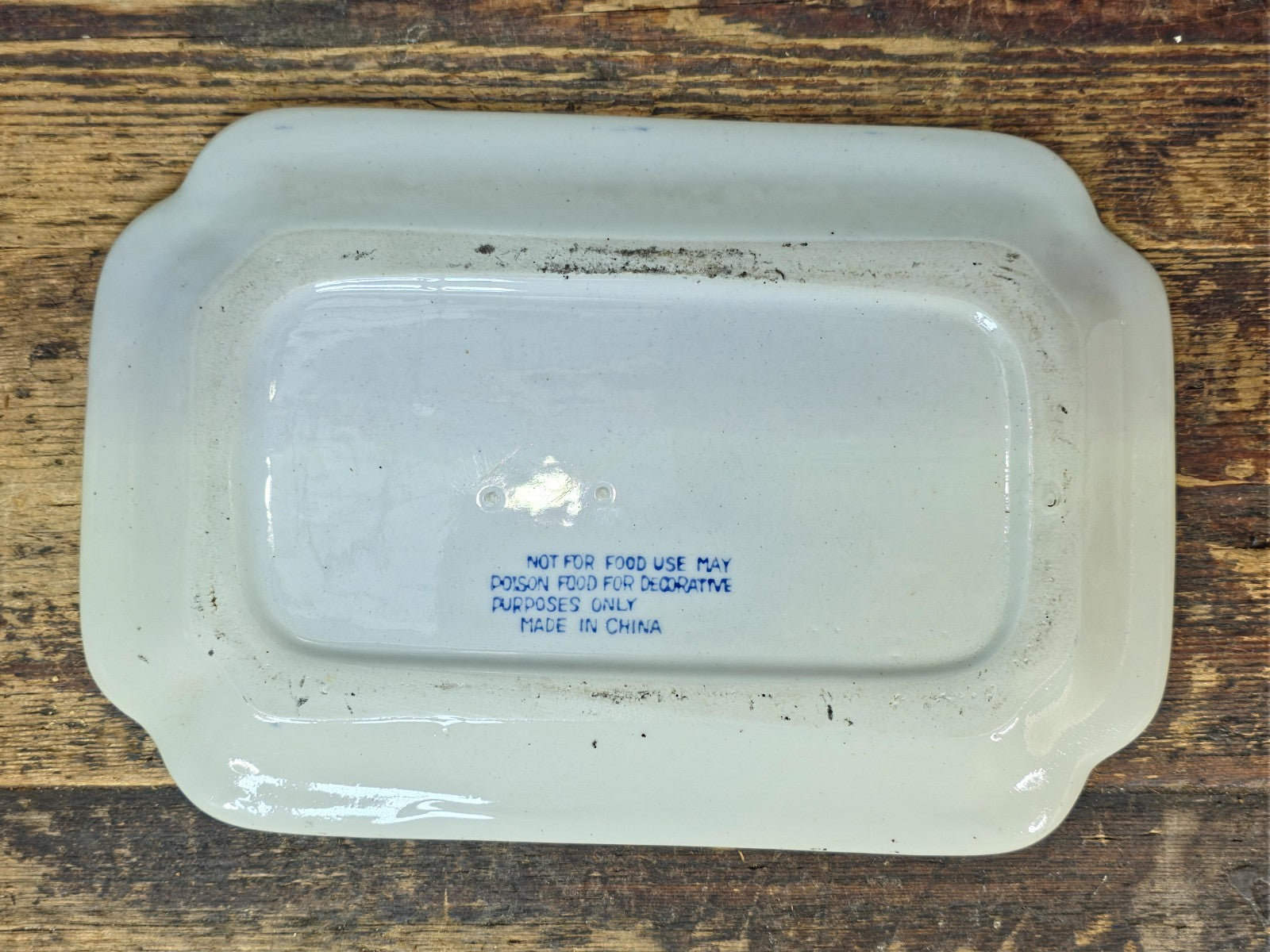 Blue & White Decorative Platter — Oriental Landscape Design — 11" x 7.5"