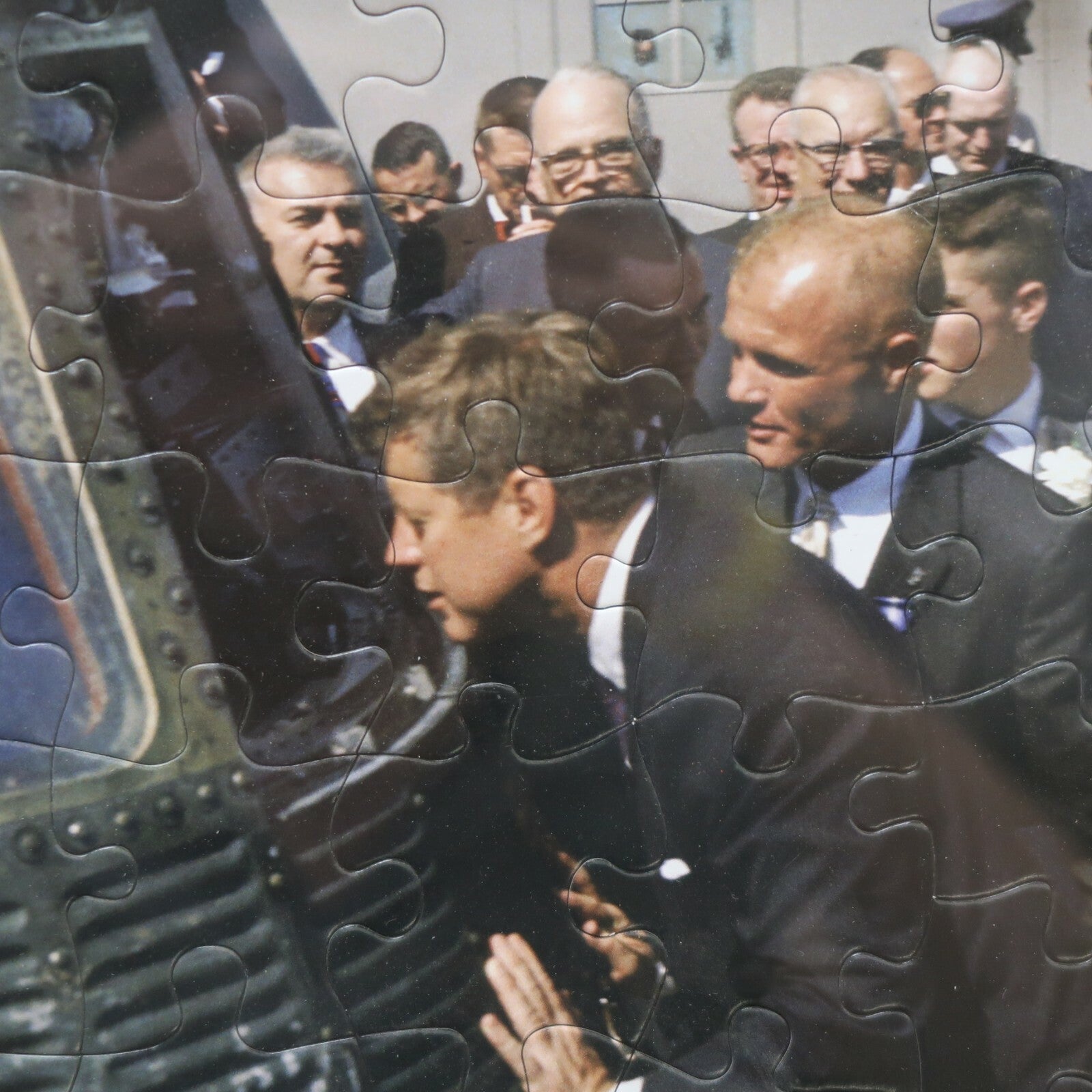 Vintage Double Sided JFK Jigsaw Puzzle in Frame John F Kennedy 50pcs