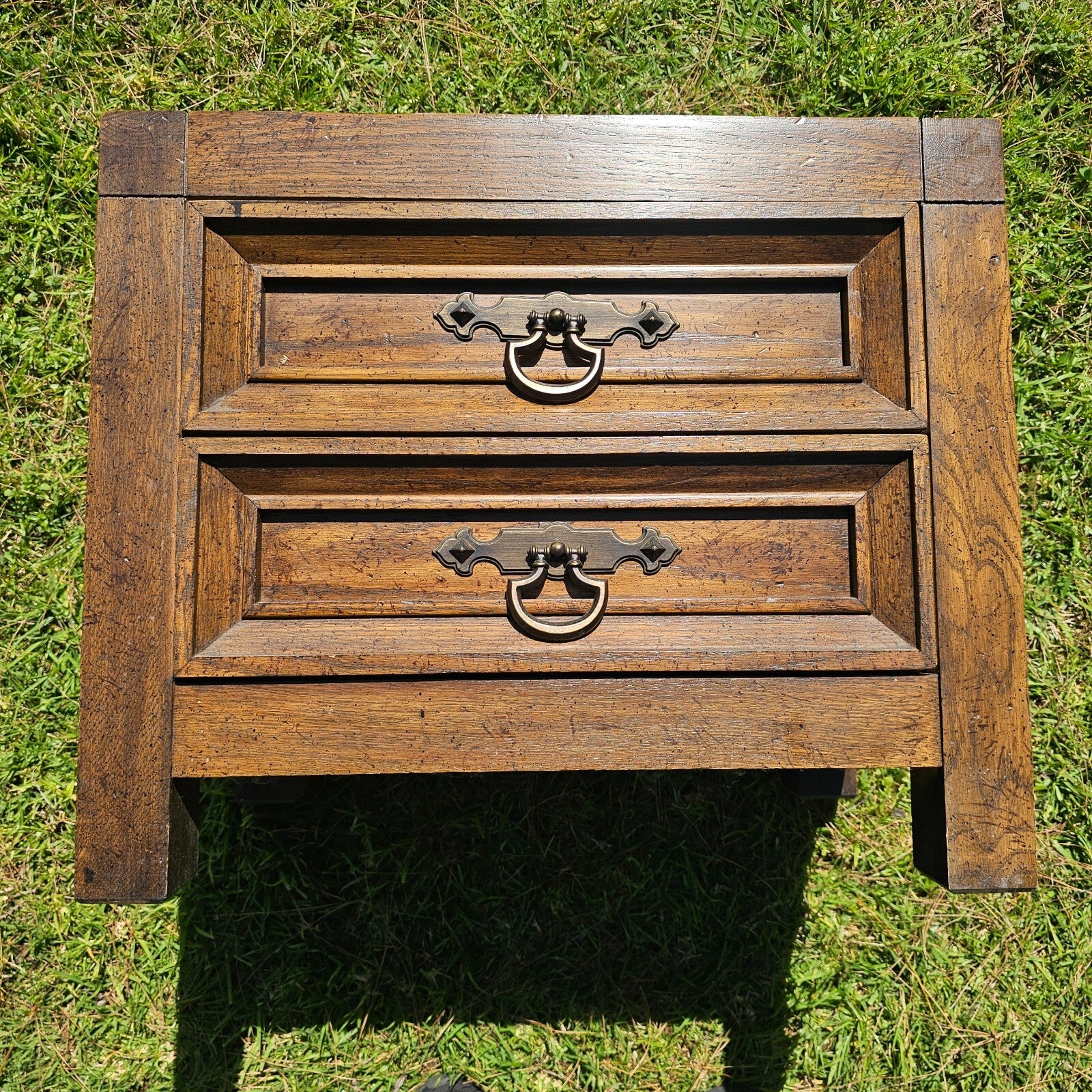 Wood Nightstand With 2 Drawers Bedside Table