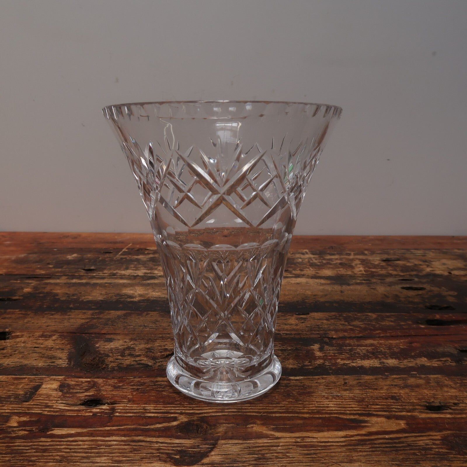 Hand Cut Crystal Glass Vase 6.5" x 6.5" x H 8.25"