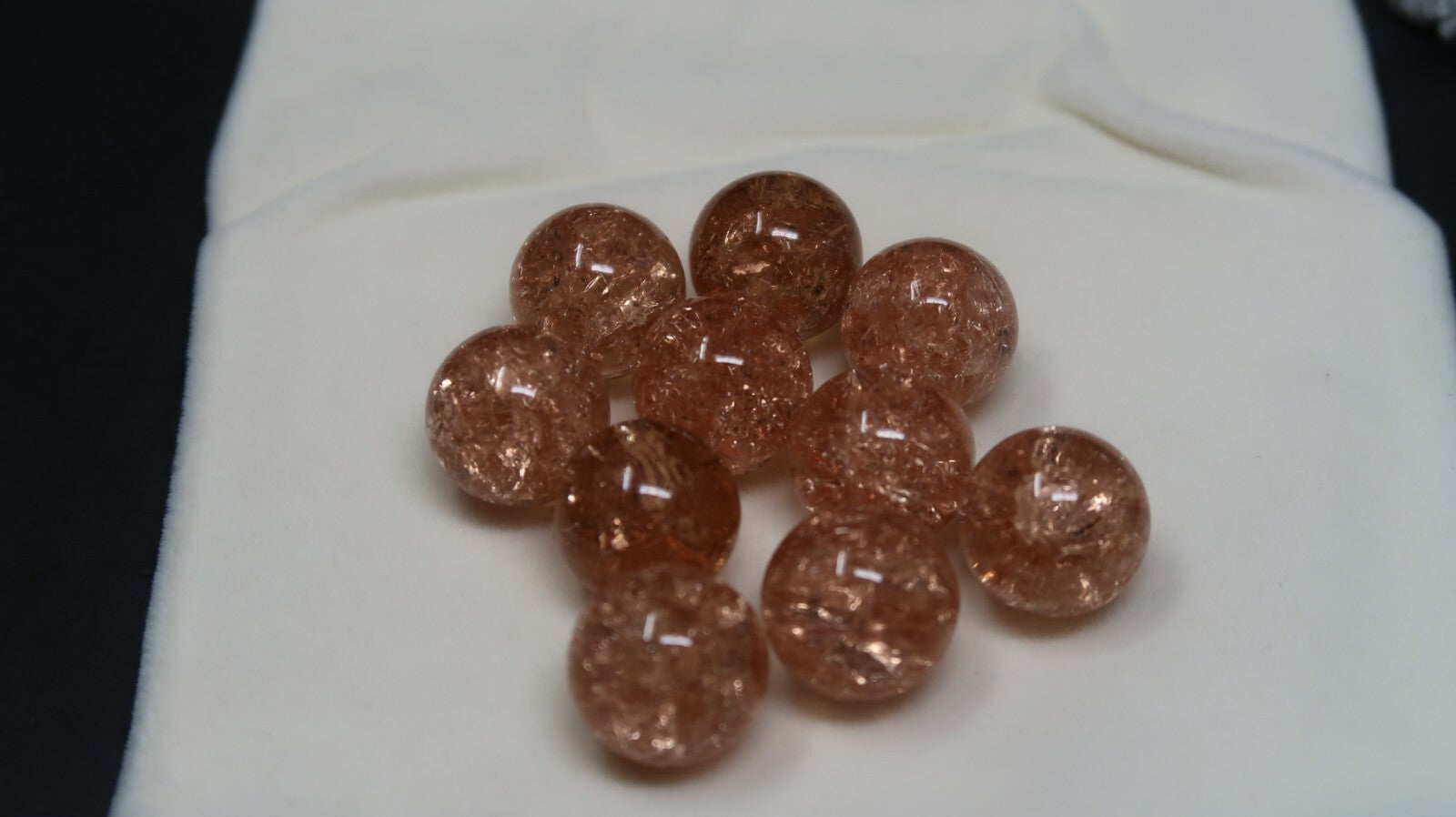 Lot of 10 Vintage Fried Cracked Glass Marbles " Rose " 13.5mm ~ 14.5mm w Pouch
