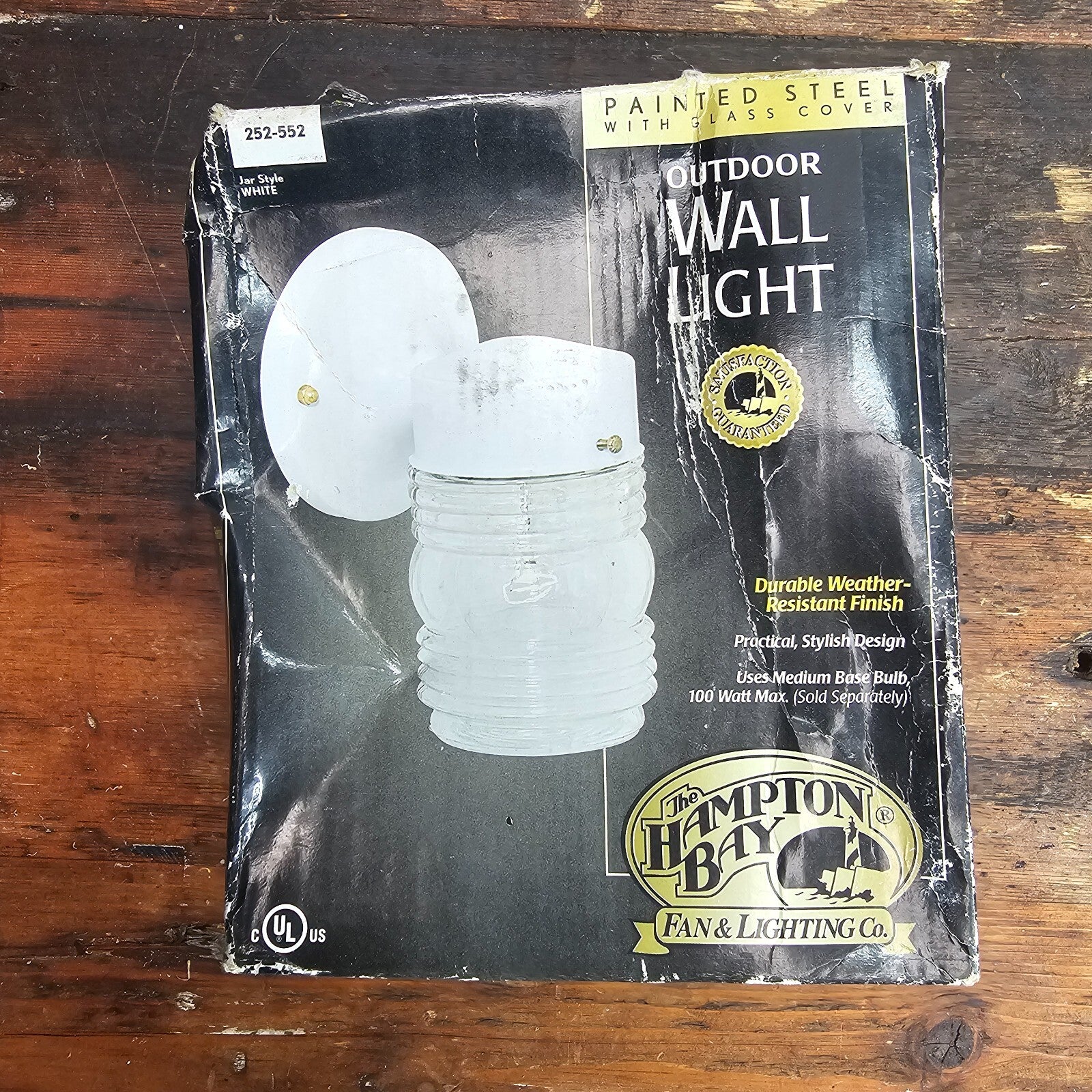 Hampton Bay 252-552 Outdoor Wall Light Fixture Jar Style White