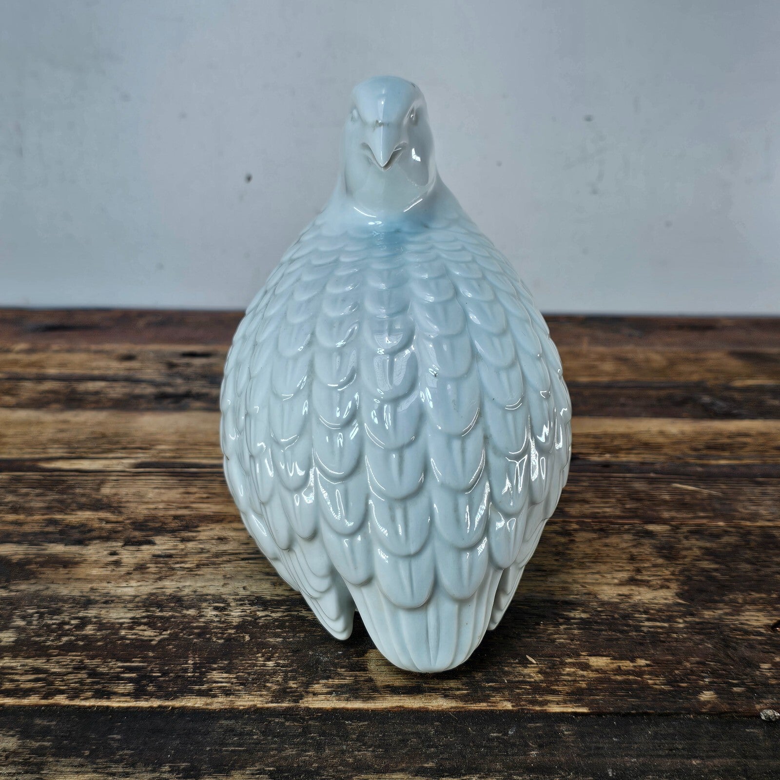 Vintage White Porcelain Quail Figurine Signed Made In Japan 7.5"L x 5"W x 7.5"H