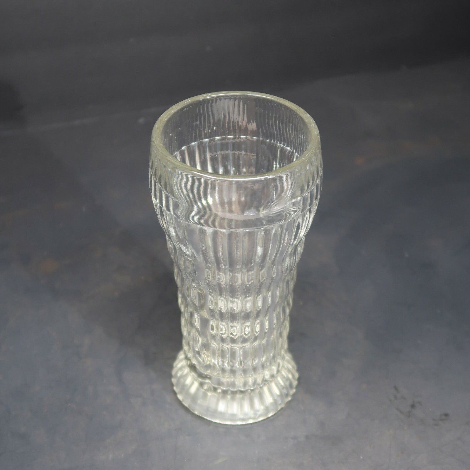 Vintage Ribbed Ripple Footed Juice Glass Tumbler H6.5"