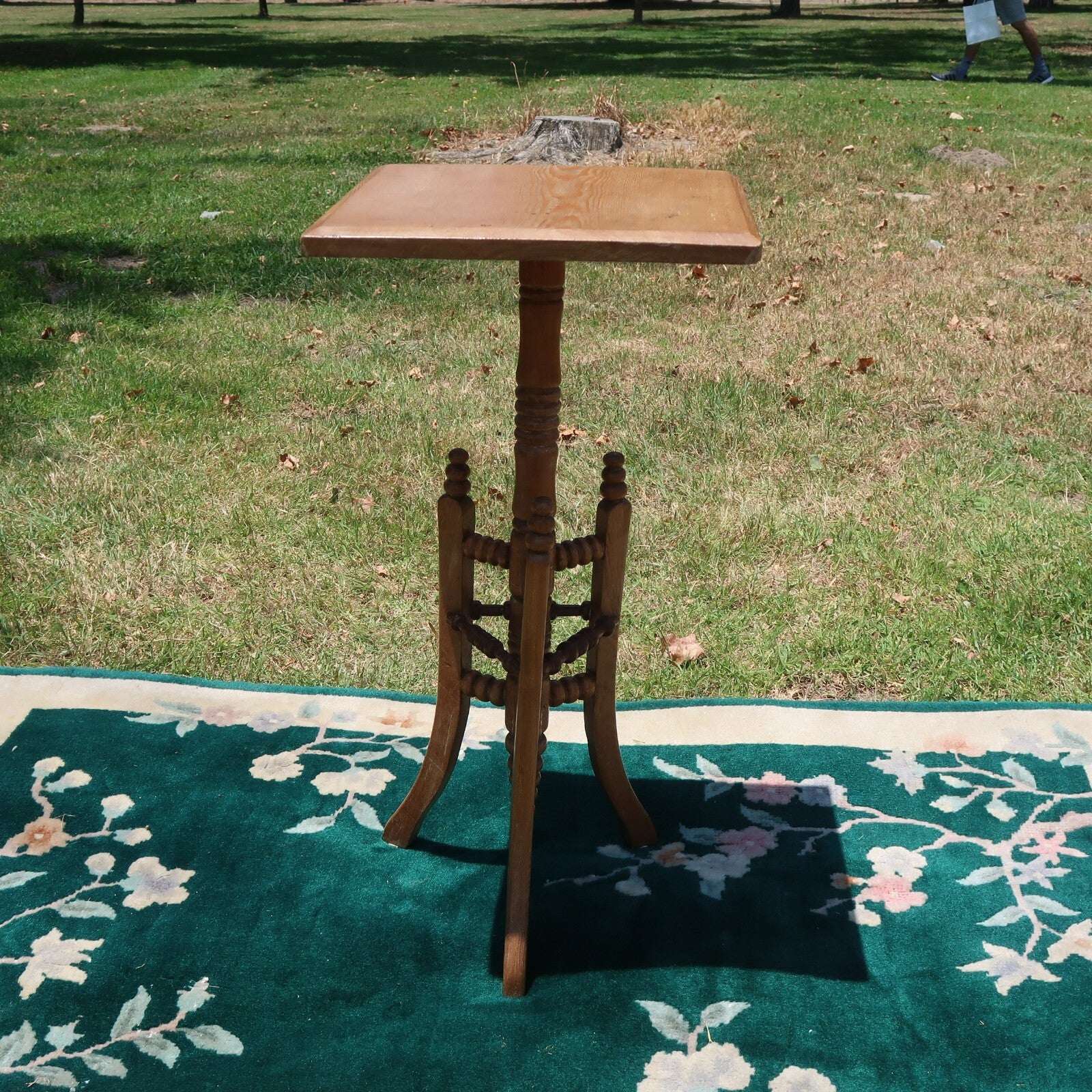 Vintage Wood Side Table 14" x 14" X H 28.5"