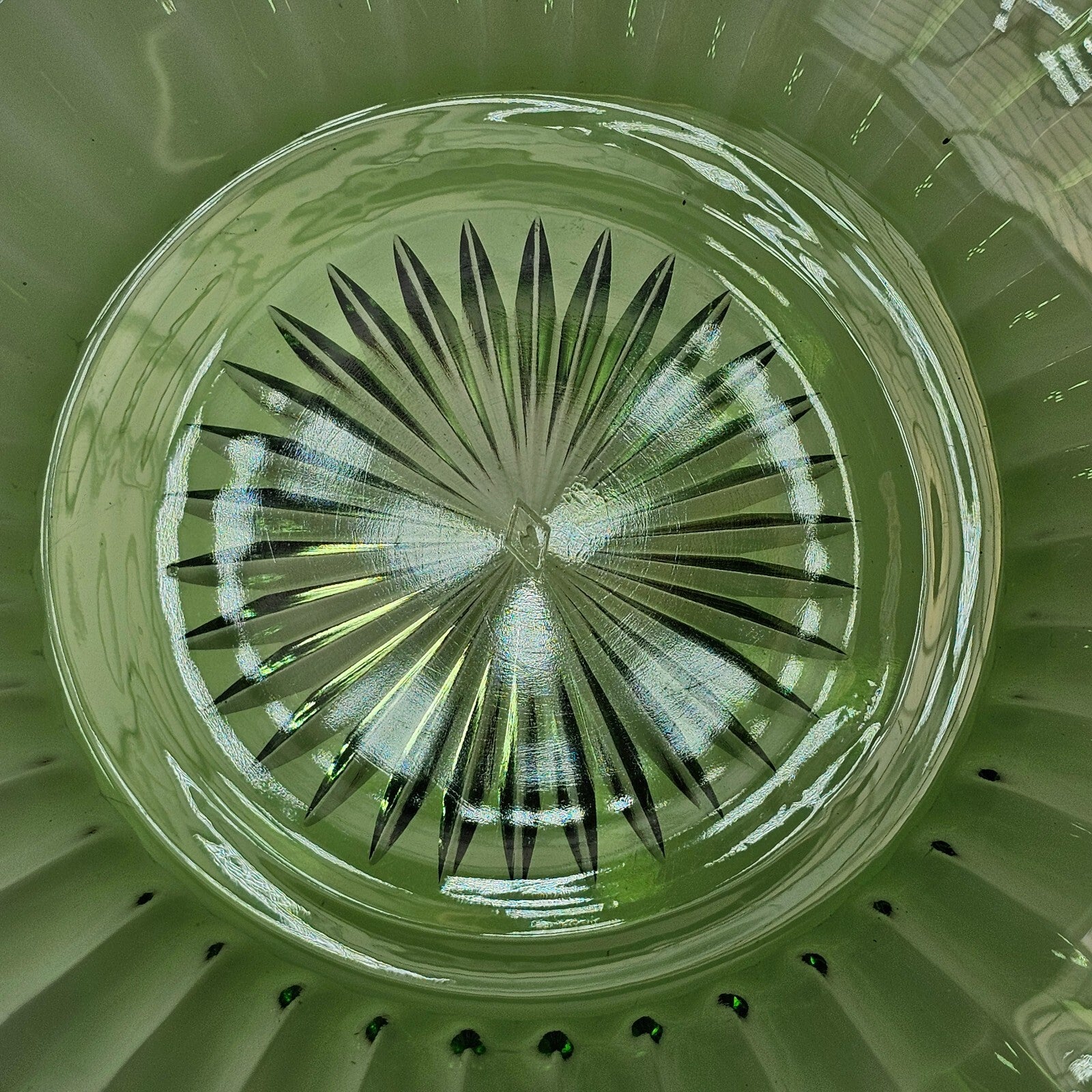 Heisey 7 1/2" Salad Plate Ridge and Star Moongleam Green