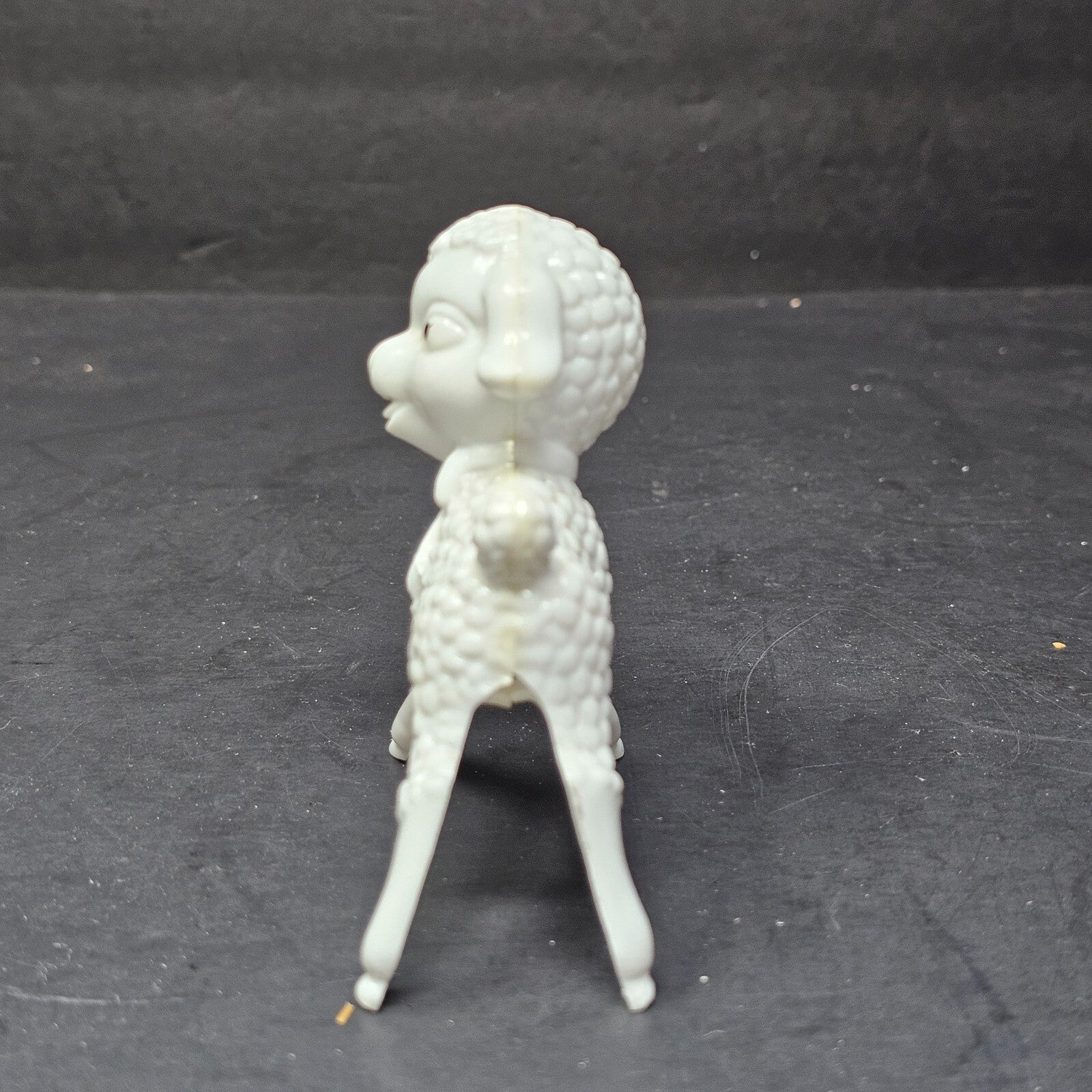 Vintage White Plastic Lamb Toy MCM 50's 3.25" x 3.25"