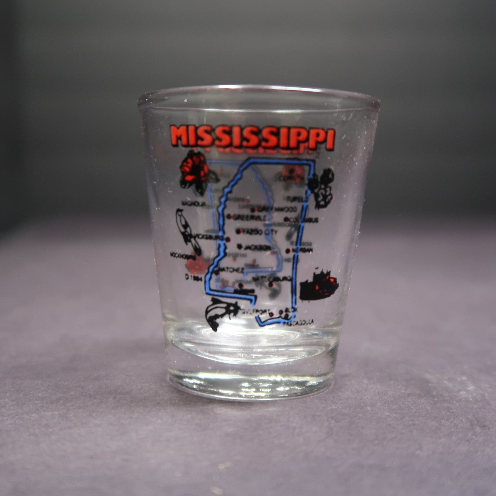 Mississippi State Elements Map Shot Glass H 2.3"