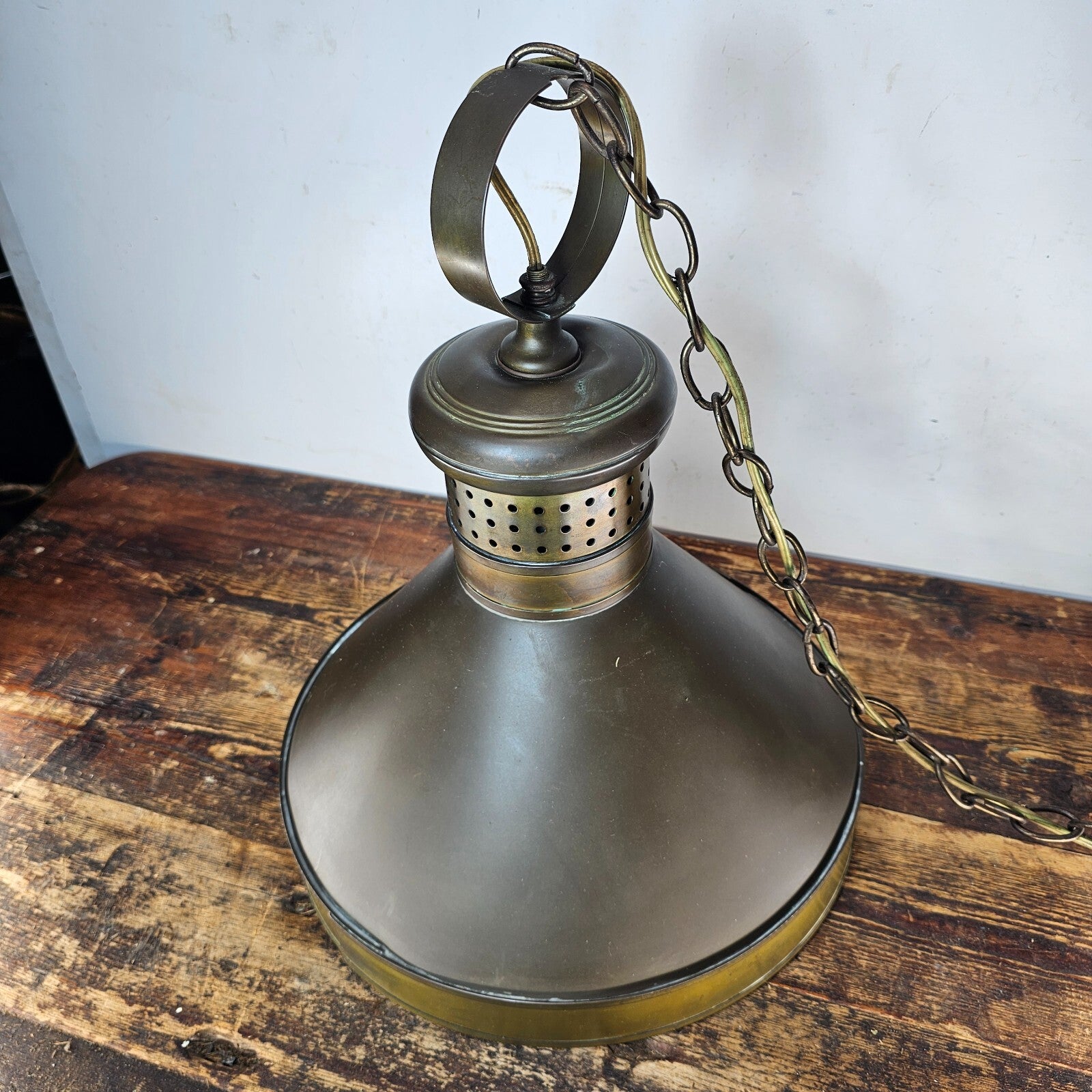 Vintage Brass Rustic Industrial Hanging Pendant Light Lamp Farmhouse Barn
