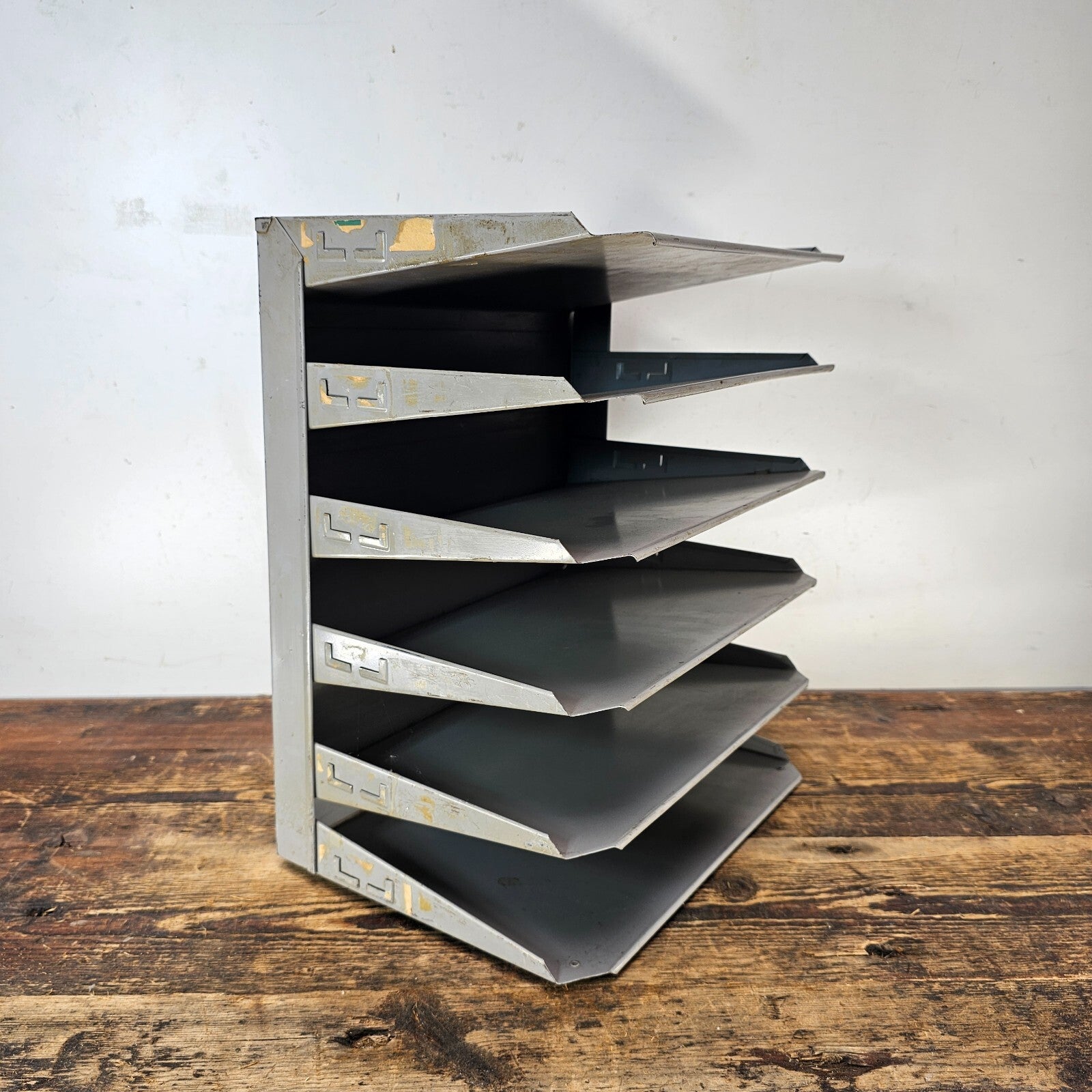 Vintage 6-Tier Wall-Mounted / Desktop Steel File Organizer