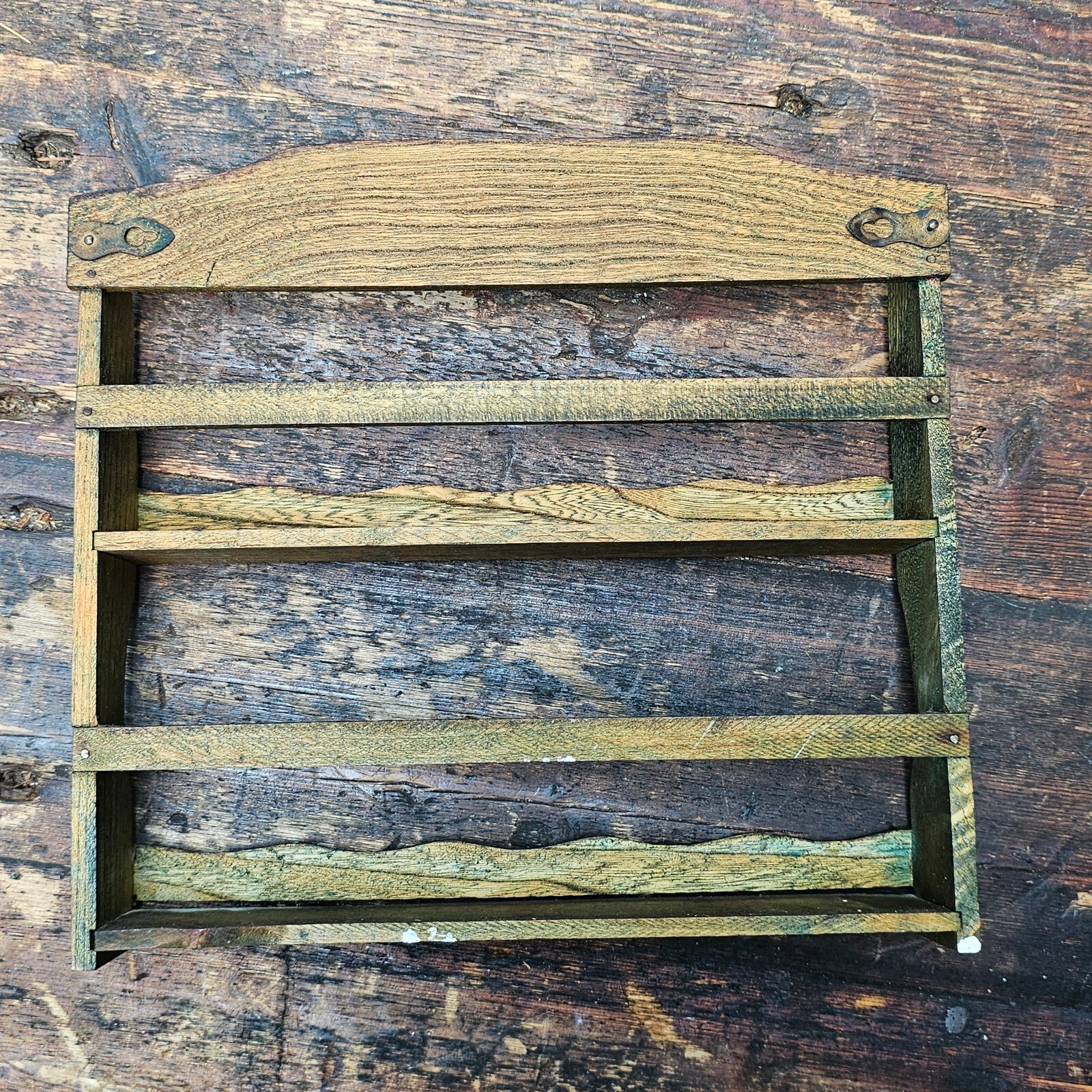 Vintage Small Wood Wall Hanging Spice Rack 11" L x 10" H x 2" D