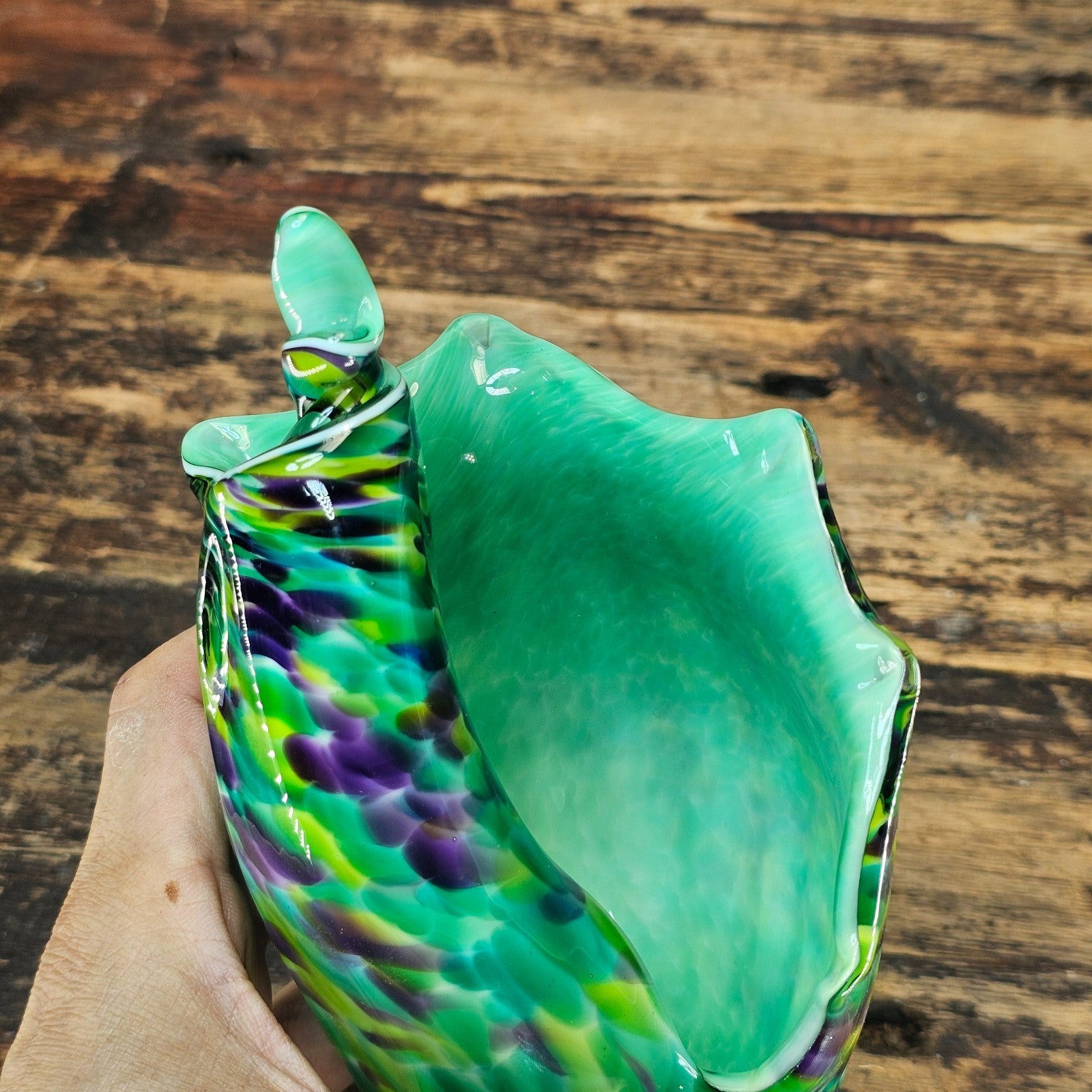 David Smith Blowing Sands Studio Art Glass Conch Shell Sculpture