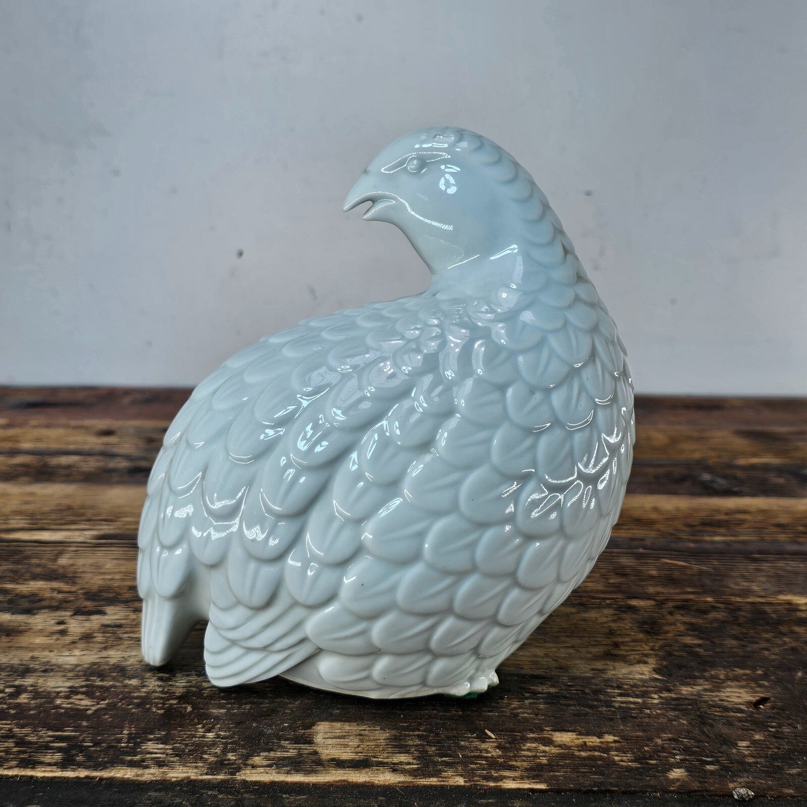 Vintage White Porcelain Quail Figurine Signed Made In Japan 7.5"L x 5"W x 7.5"H