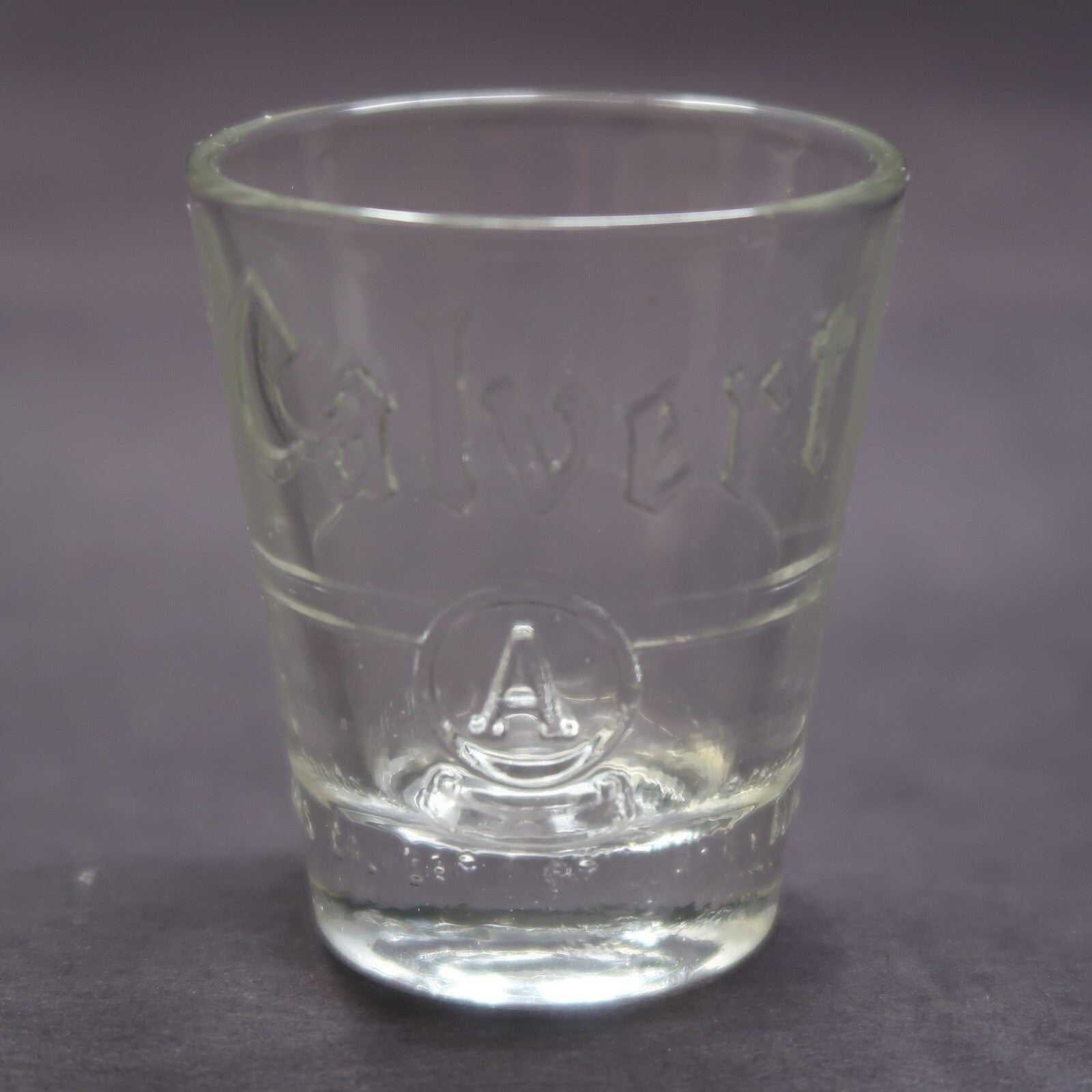 Vintage CALVERT Whiskey Shot Glass Letter A 2.28" Tall