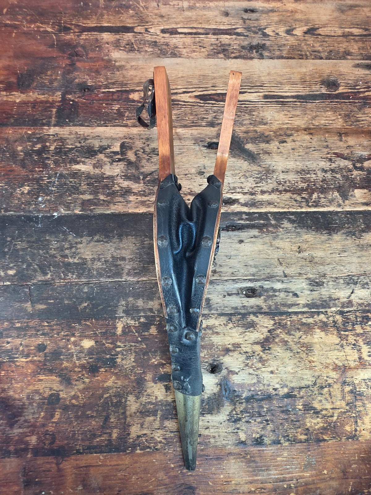 Vintage Fireplace Bellows – Wood, Leather & Brass with Eagle Motif