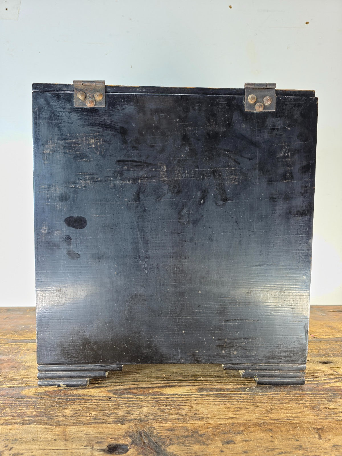 Chinese Antique Lacquer Box, Hundred Boys Motif, Drawers & Lift-Top 14.5"H