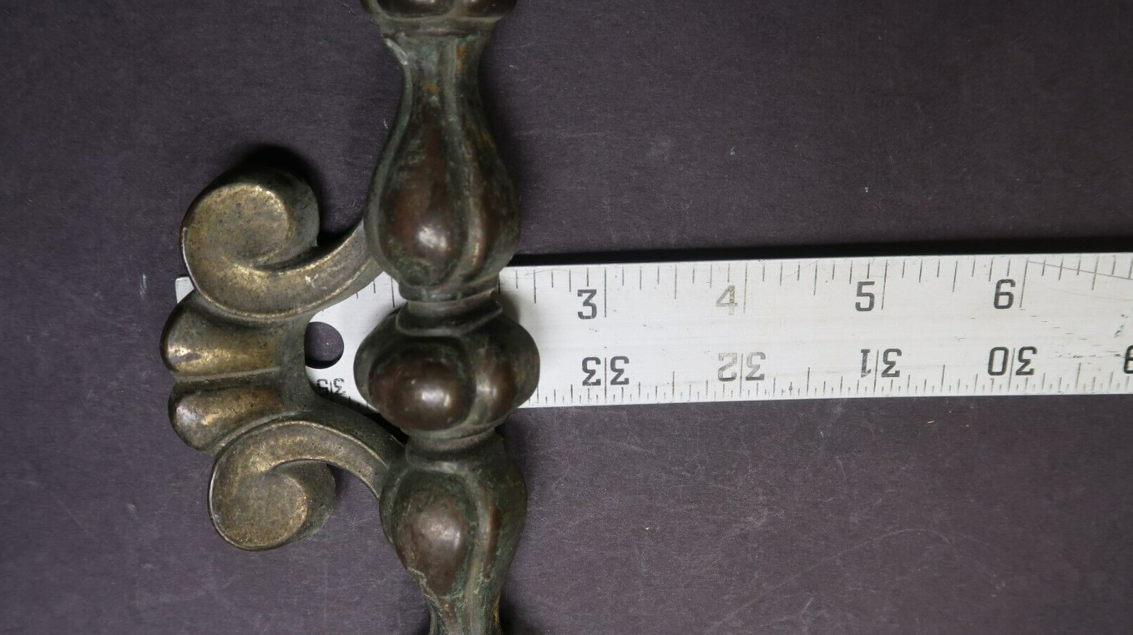 Ornate Victorian Brass Drawer Handle Pull 7" Rustic Vintage (D)