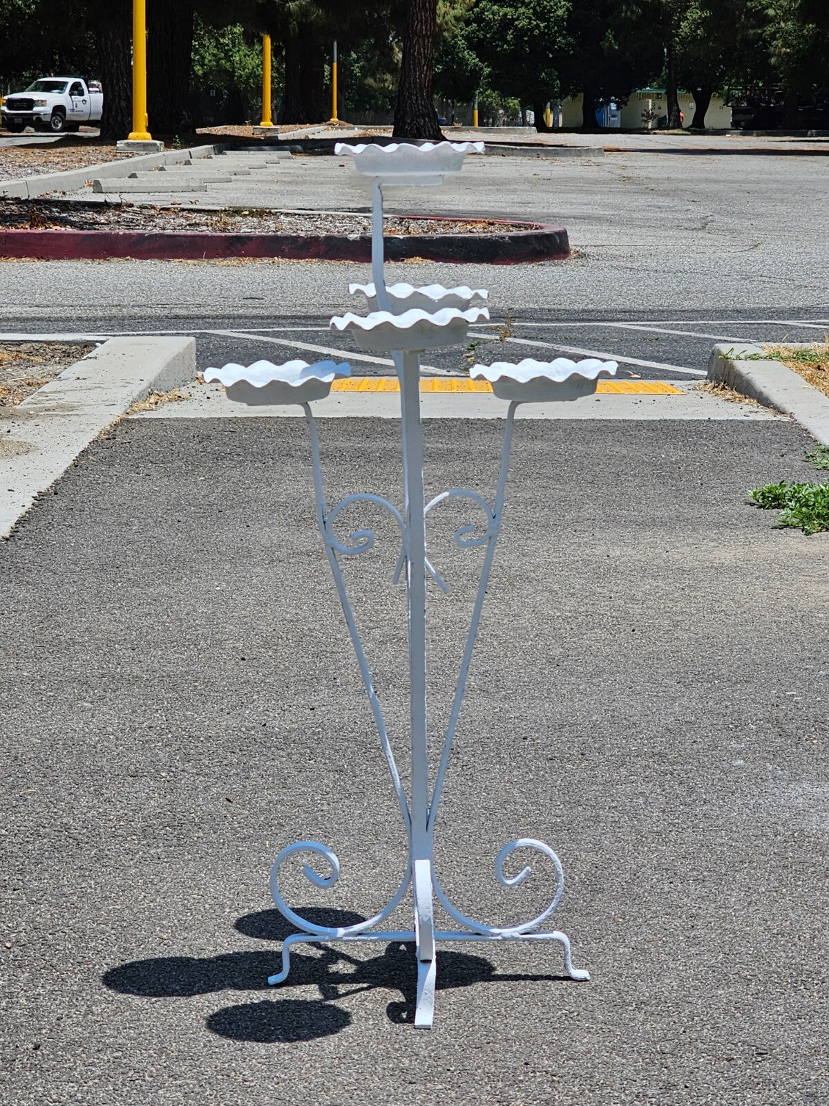 White Tree Tiered Metal Scroll Plant Stand 5 Pot Holders H 33"