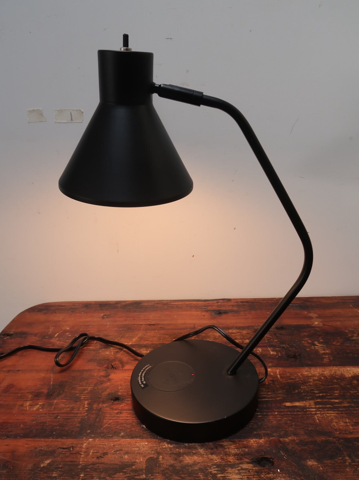 Black Task Lamp with Wireless and USB Charging Station