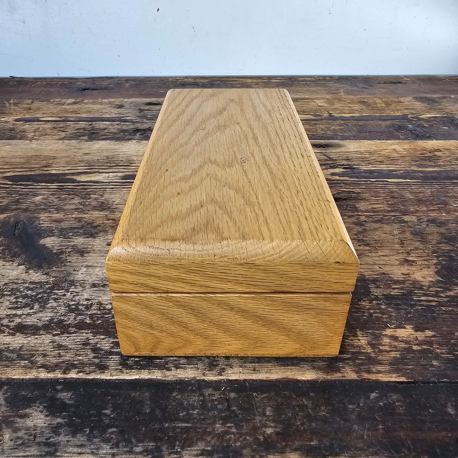 Vintage Solid Oak Wooden Hinged Box / Storage Case
