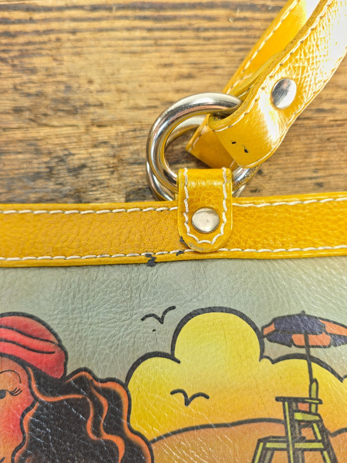 Isabella Fiore Cancer Zodiac Leather Tote Bag Hand Painted Pinup Girl