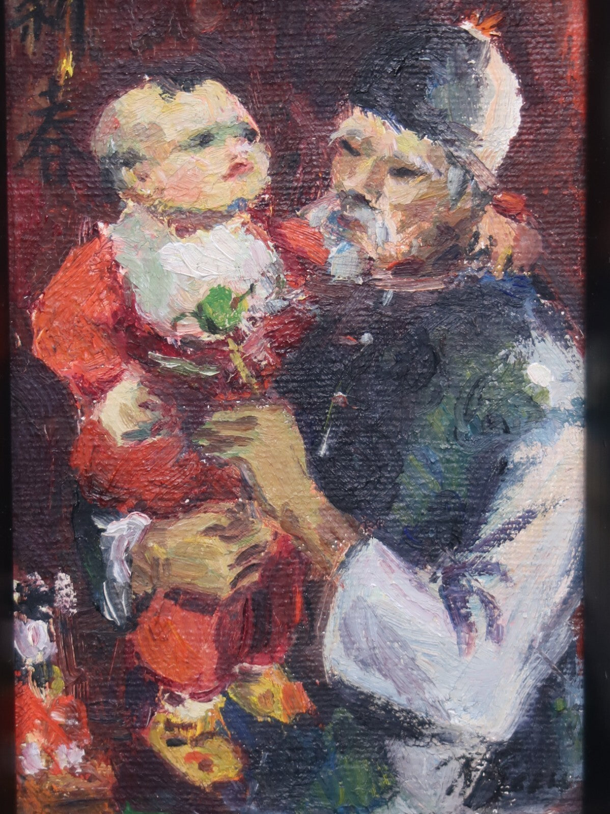 Original Oil Painting " Chinese New Year " (新春) Signed By Artist 5" x 7"