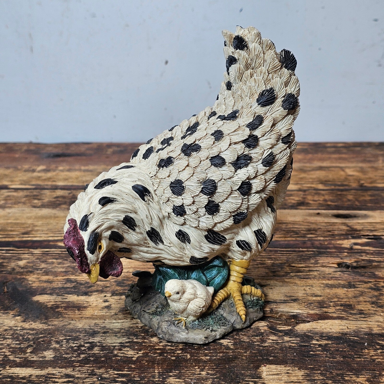 Youngs Inc. Chicken Hen & Baby Chick Resin Figure 7"H