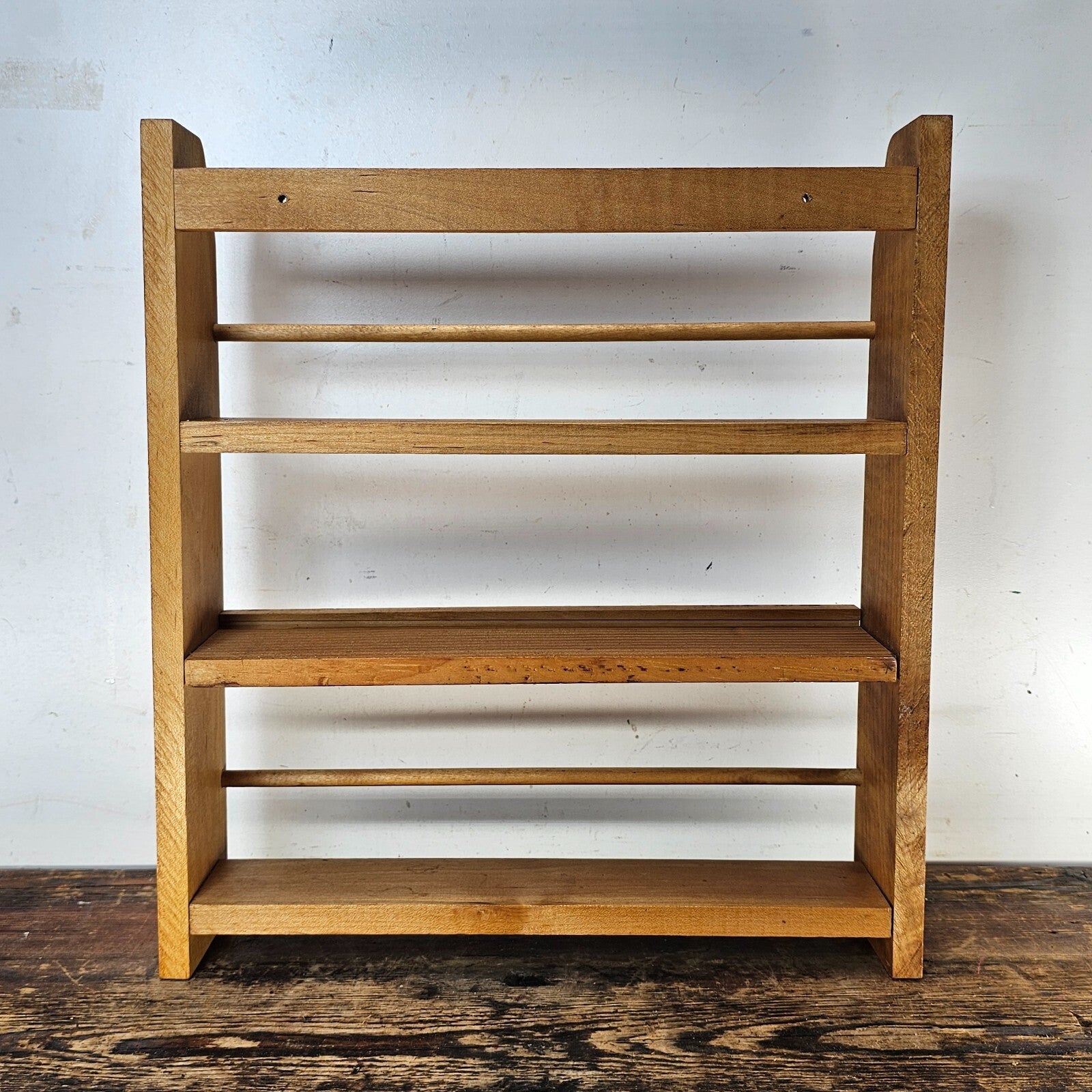 Vintage Rustic Wood Spice Cabinet Rack Wall Mounted 14"H x 12.75"W x 2.75"D