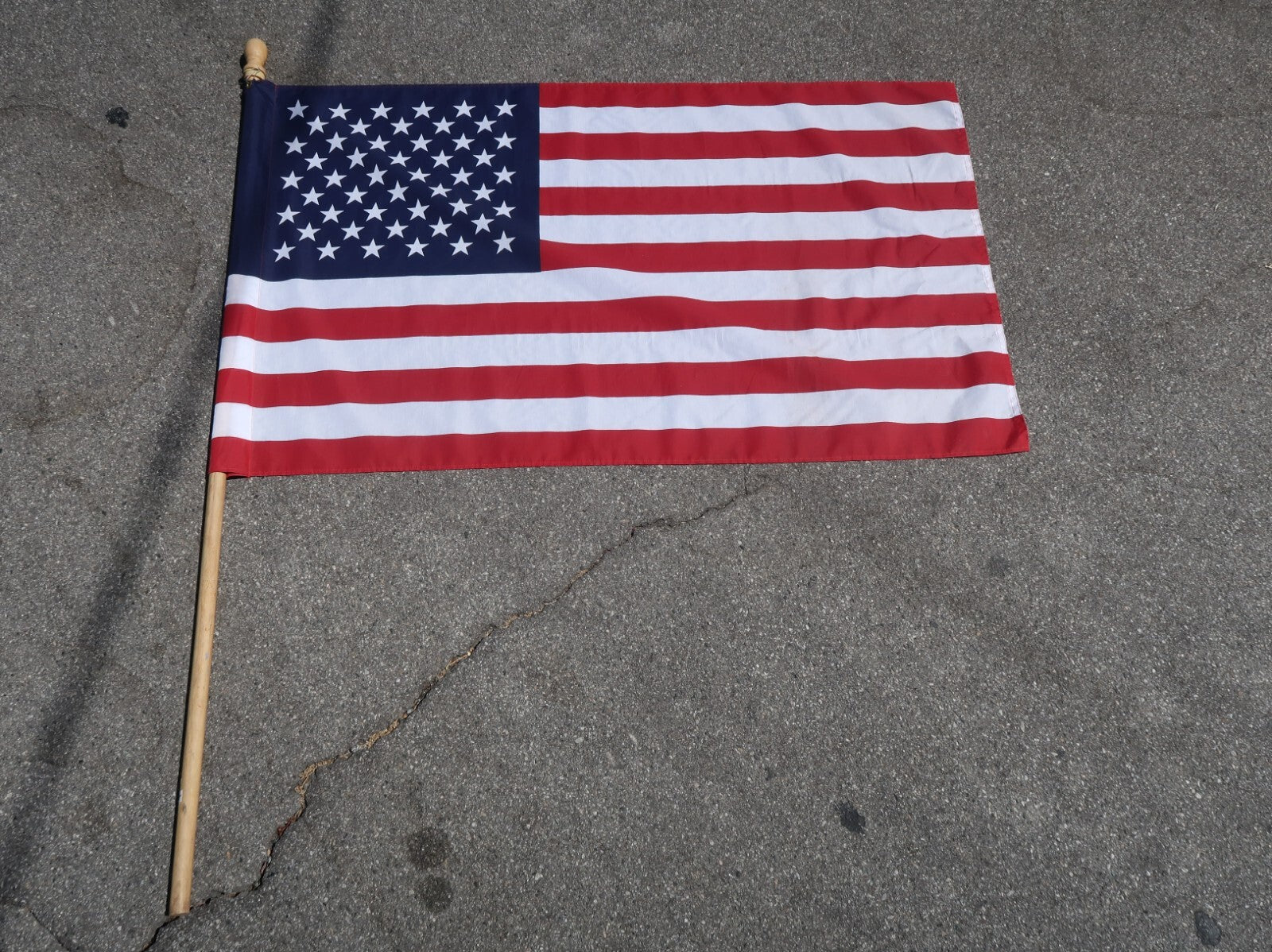Set of 2 American Flag 30" x 51" With Pole & Estée Lauder American Flag Umbrella