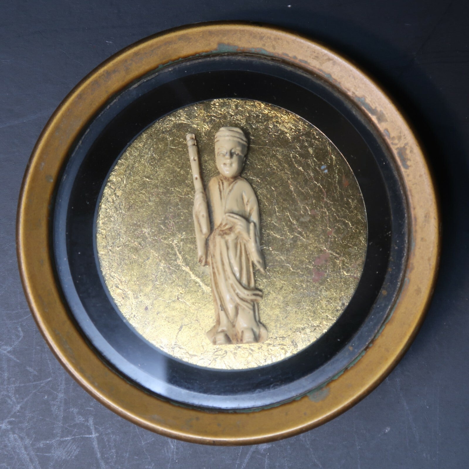 Lot of 4 Vintage Coasters Chinese Immortal (神仙) Figure In each Coaster