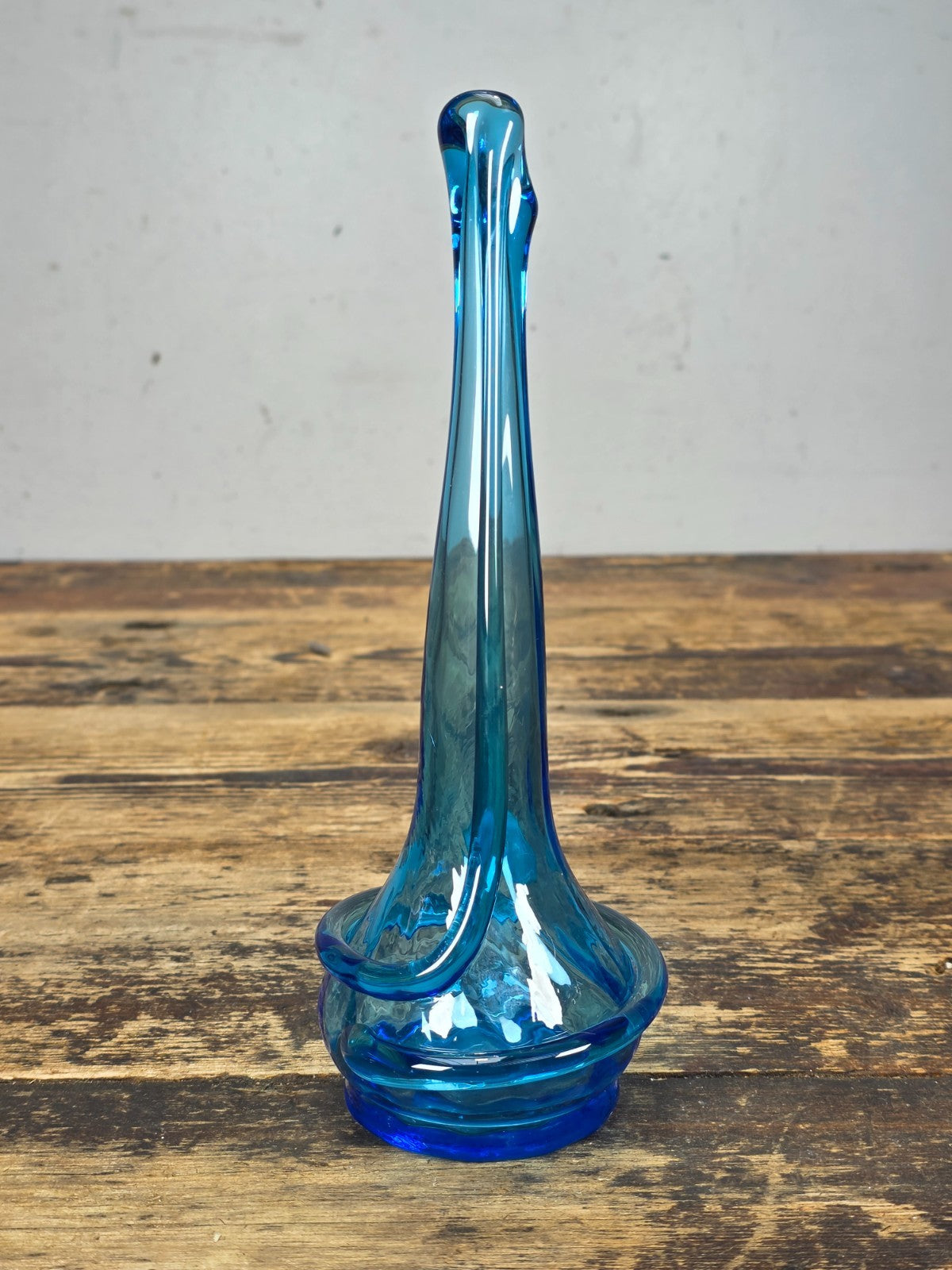 Vintage Kanawha Blue Hand Blown Glass Vase Dunbar W.Va. 1960s Mid Century Modern