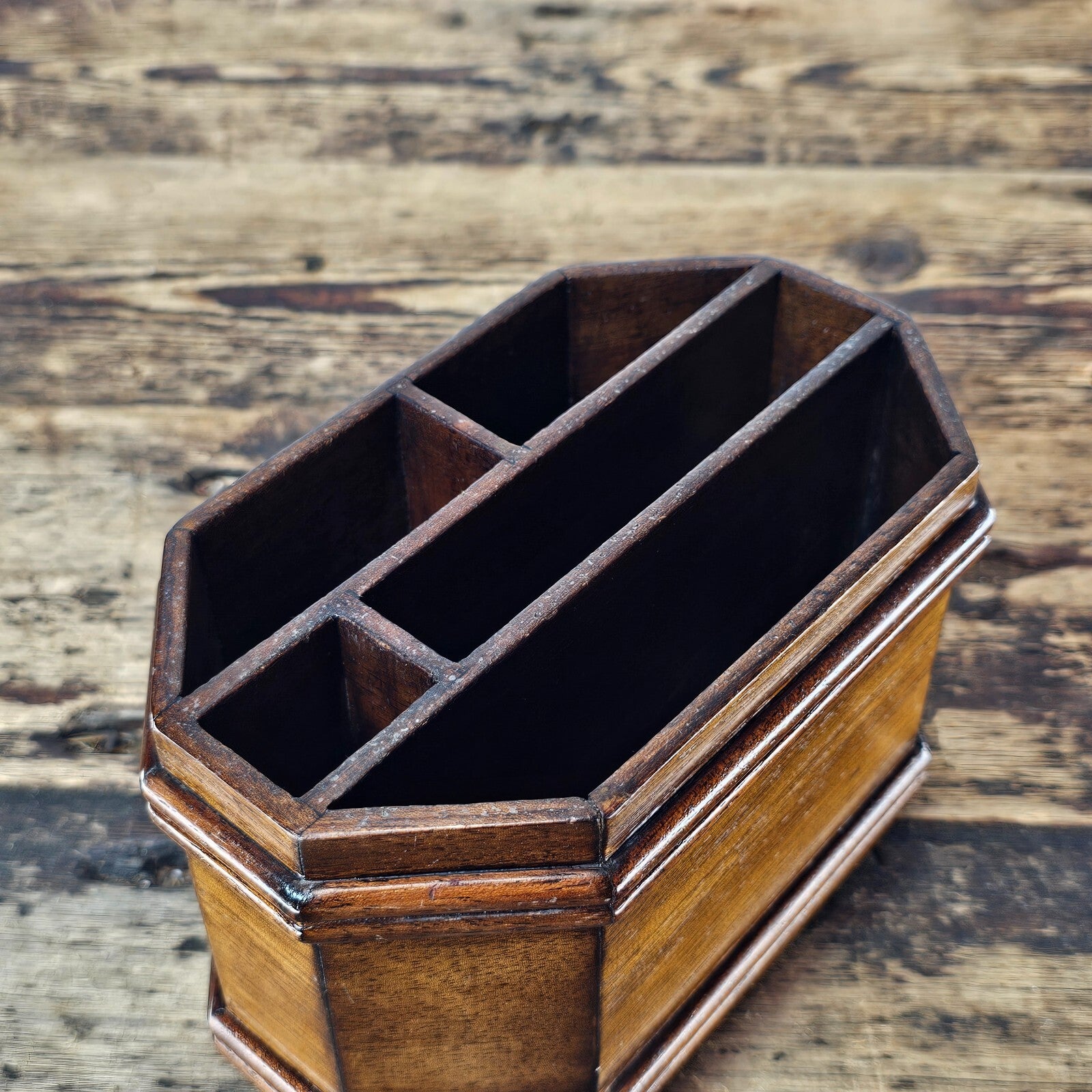 Vintage Mahogany Pen Holder (1980s)